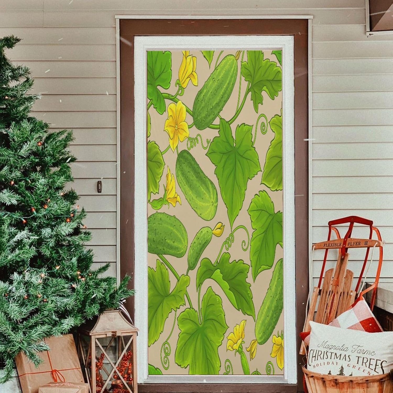 Susiyo Green Cucumber Halloween Door Cover Stretch Fabric