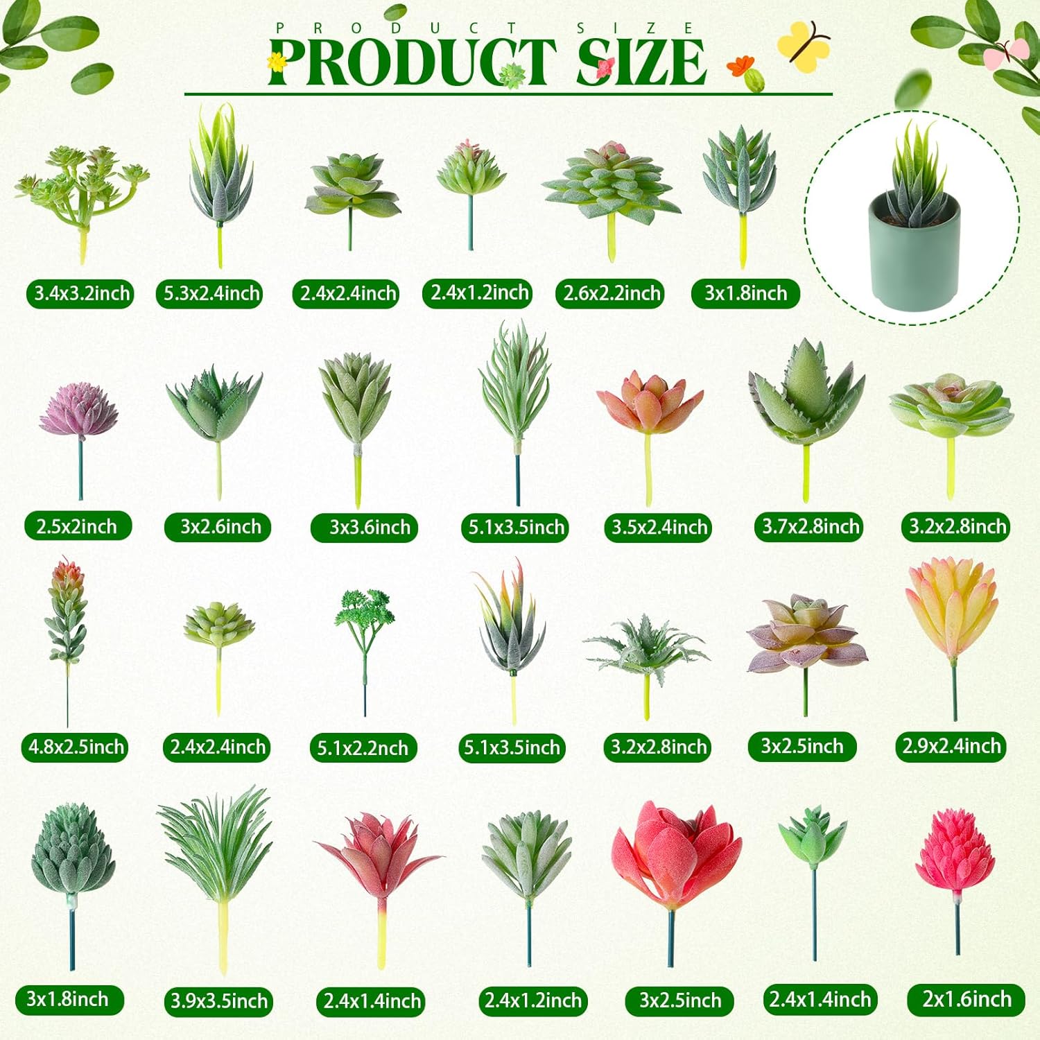 WILLBOND 100 Pcs Artificial Succulent Plants Bulk Decoration Set