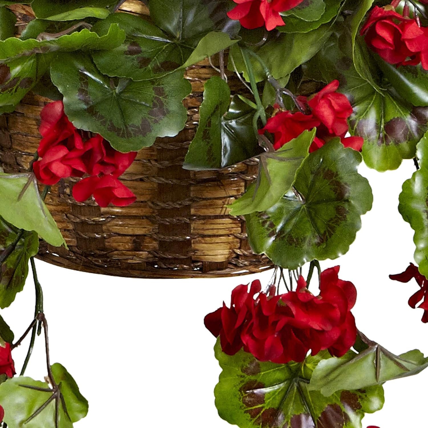Nearly Natural Red Geranium Hanging Basket UV Resistant