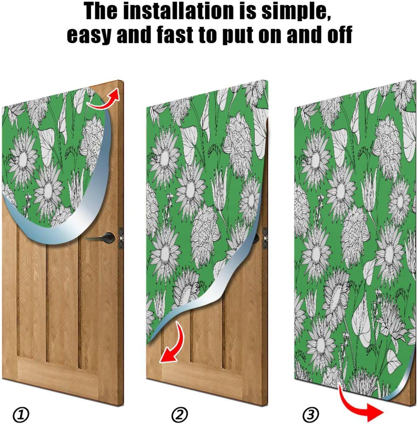 Susiyo Greem Autumn Wildflowers Halloween Door Cover 32x79 in