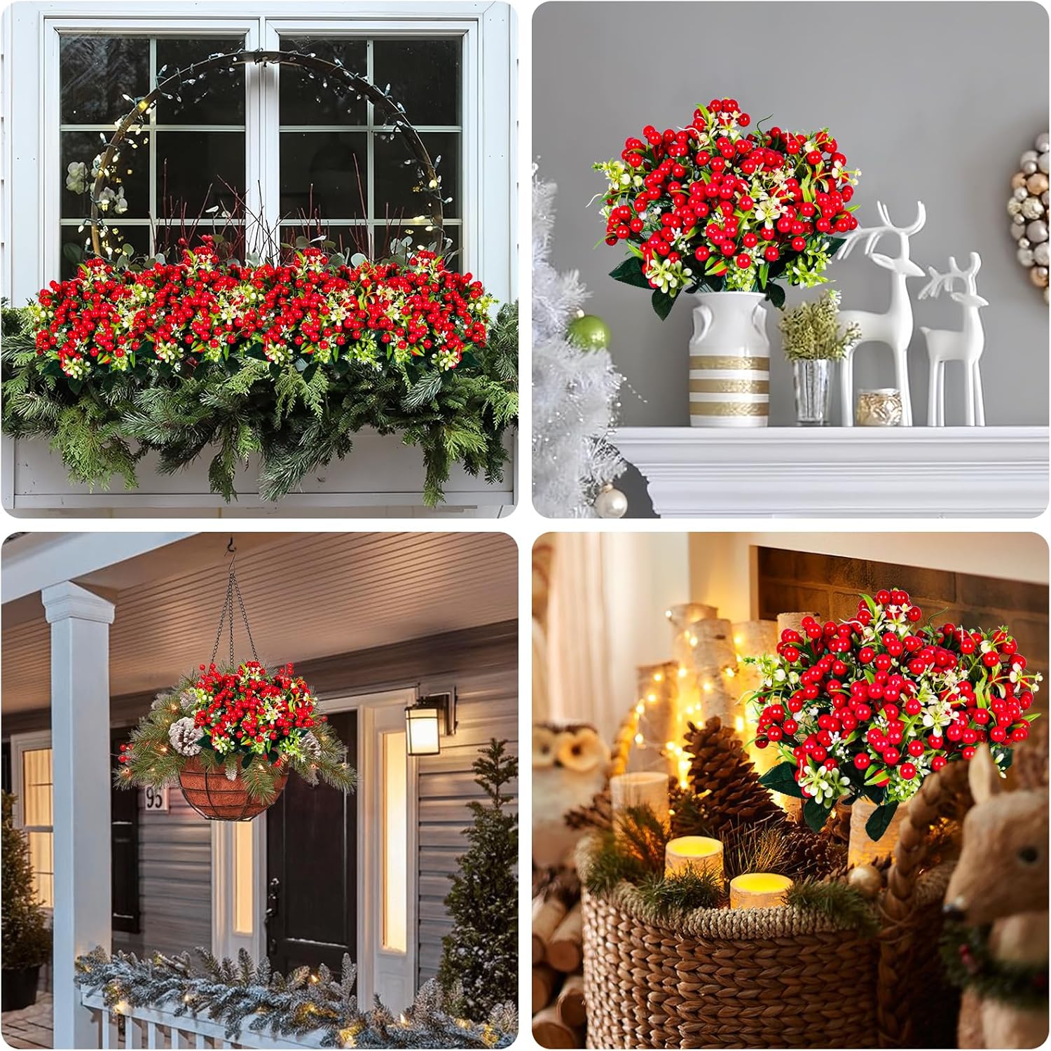 RECUTMS Artificial Christmas Berry Branches 6 Pcs for Decor