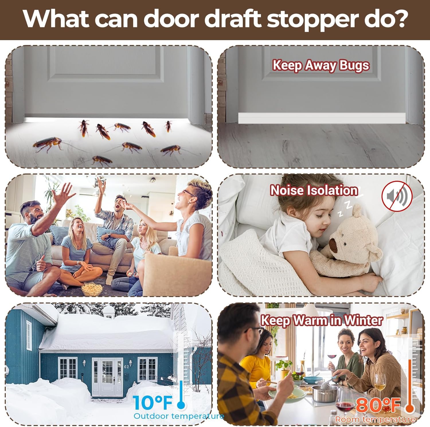 2 Pack Door Draft Stoppers for Bottom of Door 39 Inch White Silicone Weather Stripping Door Seal
