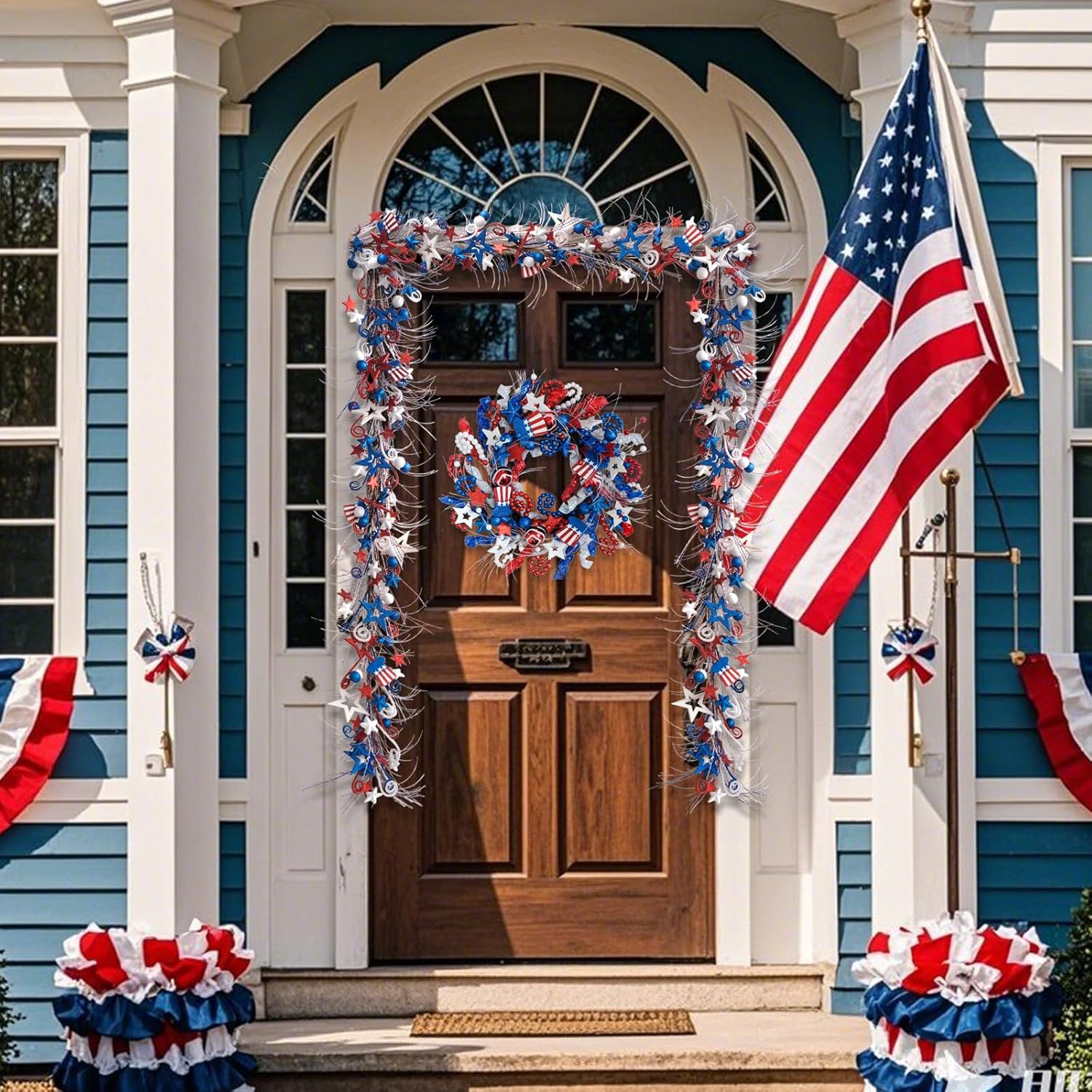 Bibelot 59ft Patriotic Wreath Garland for 4th of July Decor