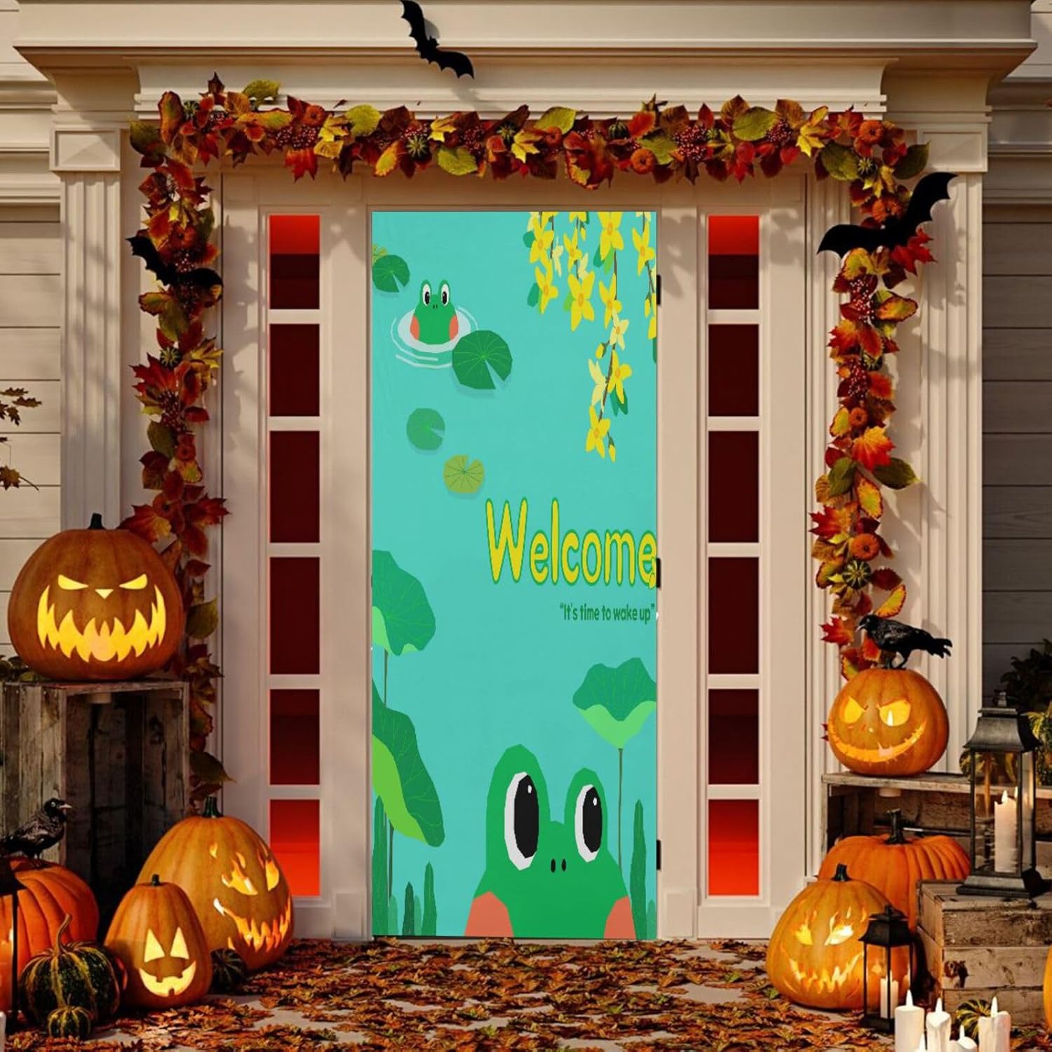 Susiyo Hello Spring Frog Halloween Door Cover 32x79 in