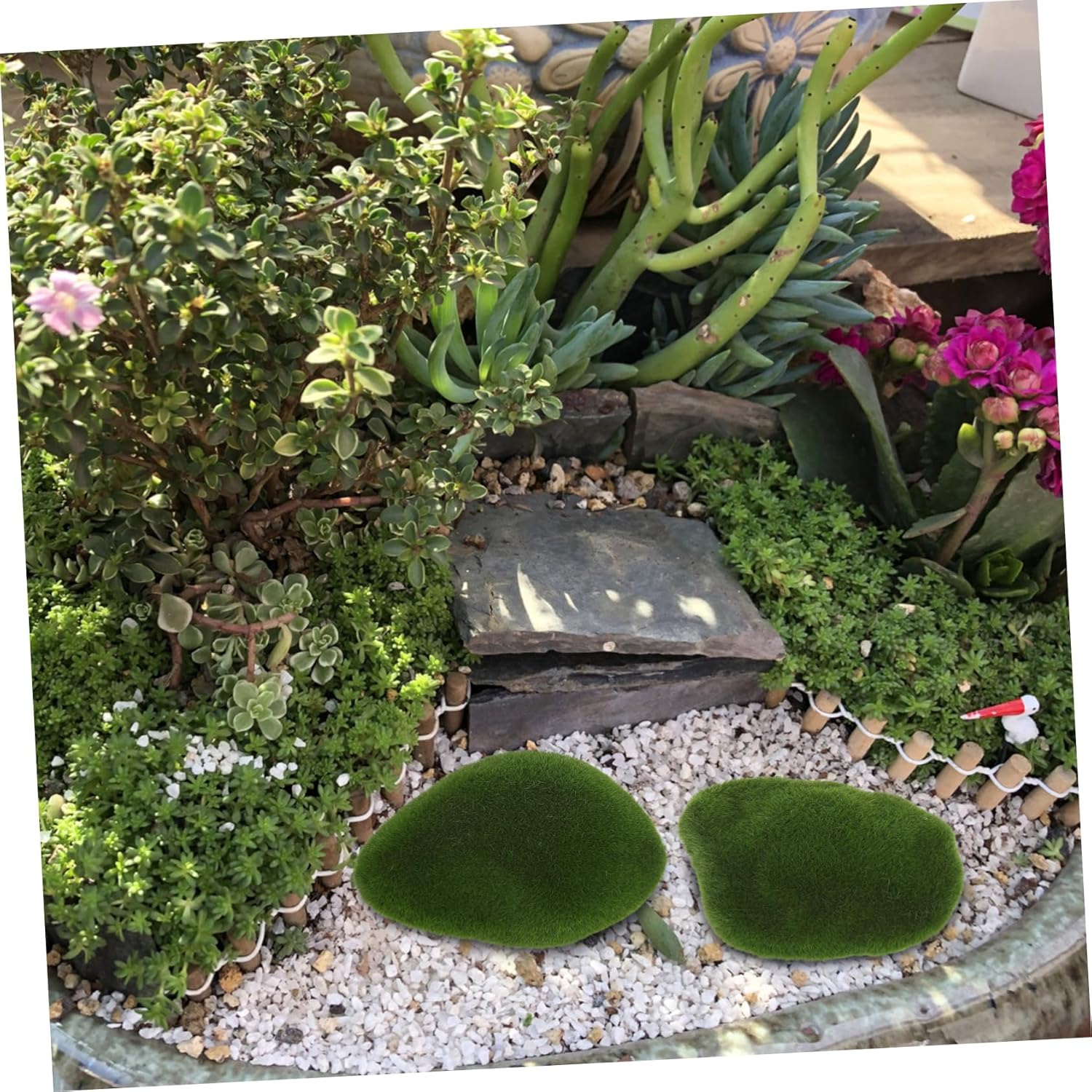 VICASKY 6pcs Artificial Moss Rocks for Home Decor Crafting