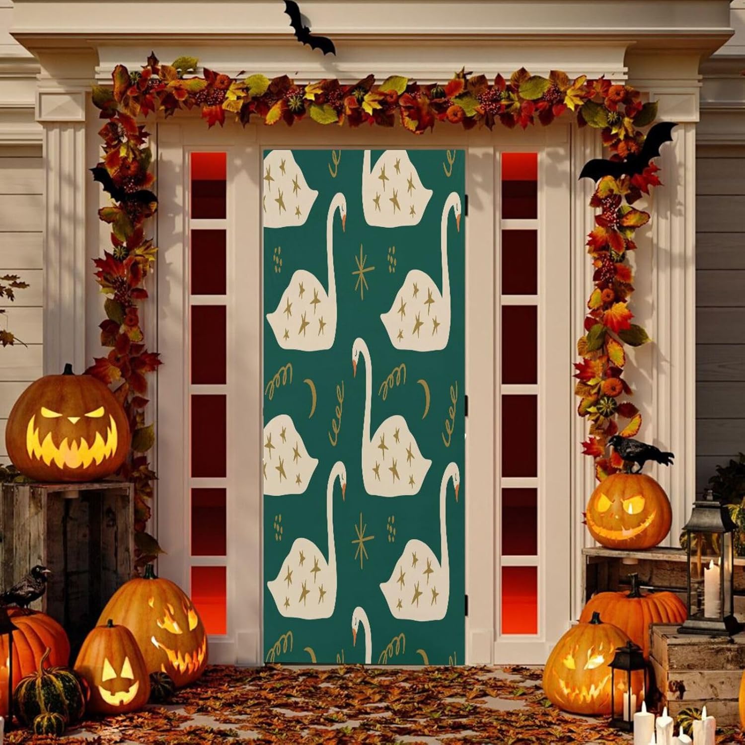Susiyo Swans Halloween Door Cover 32x79 in