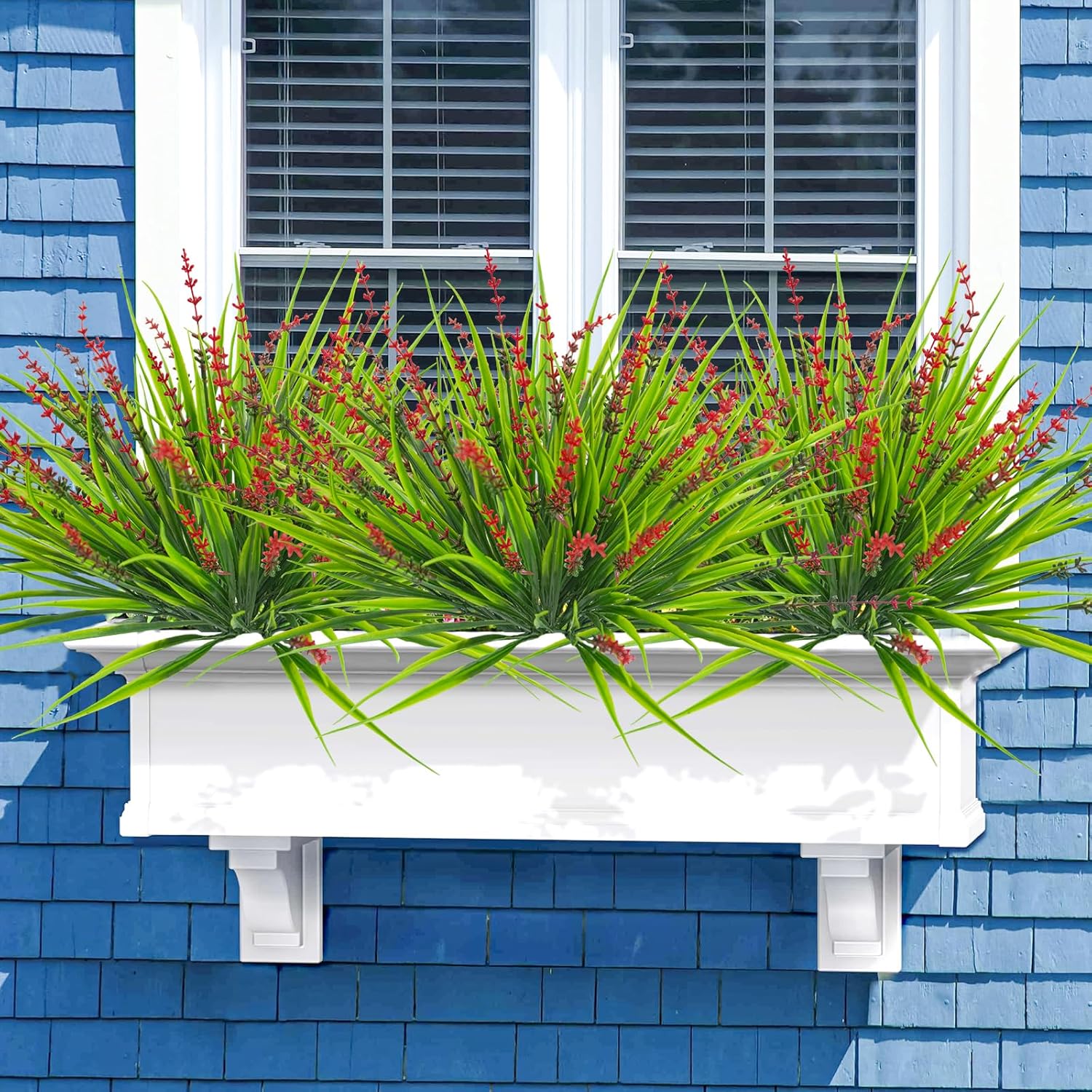 10 Pcs Artificial Plants Outdoor Red Faux Plastic Monkey Grass