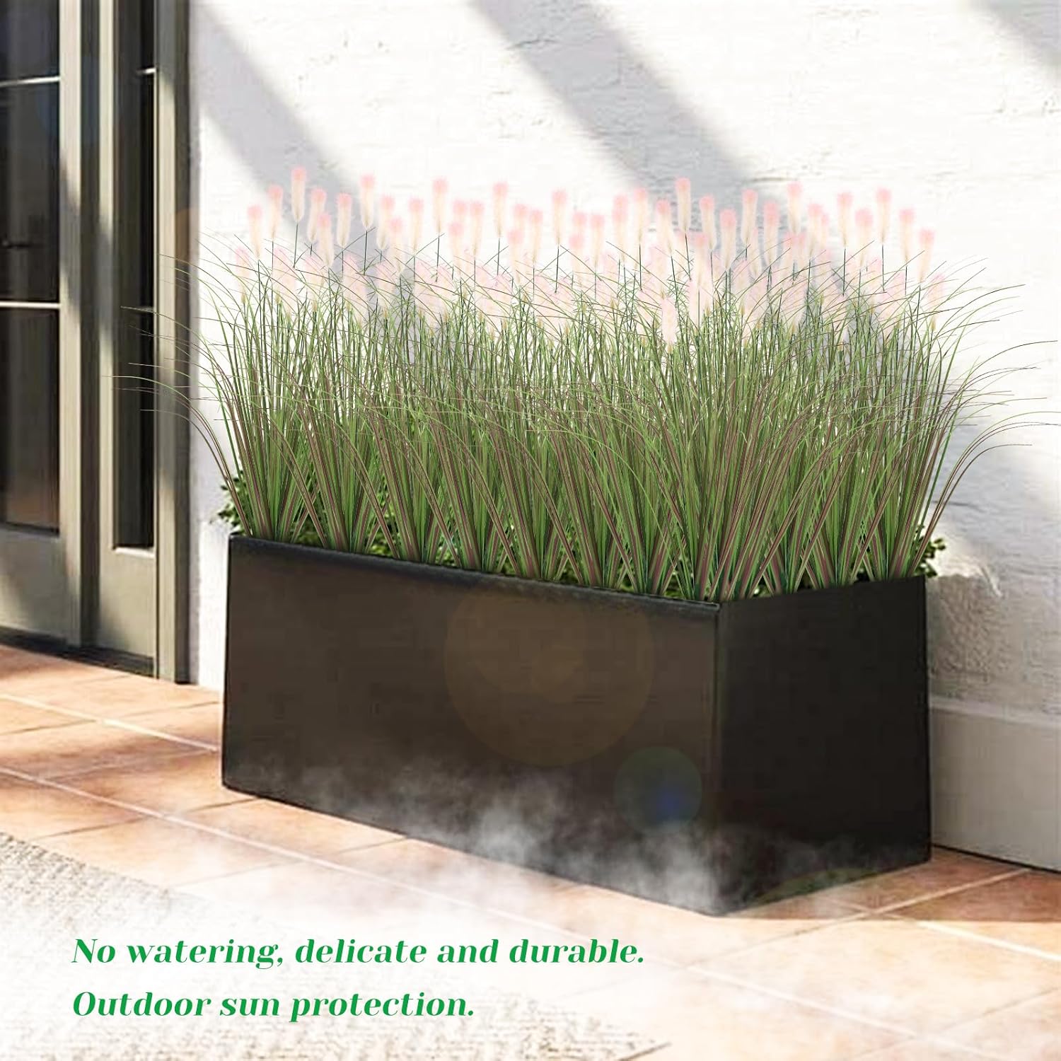 Artificial Grass Plants 12 Bunches Purple Pink Plush Wheat Grass for Indoor Outdoor Decor