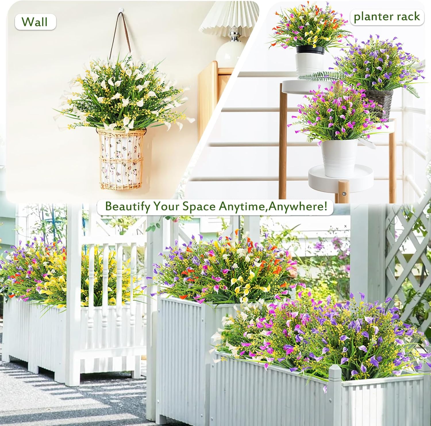 RECUTMS 12 Bundle UV Resistant Artificial Calla Lily Flowers for Home and Garden