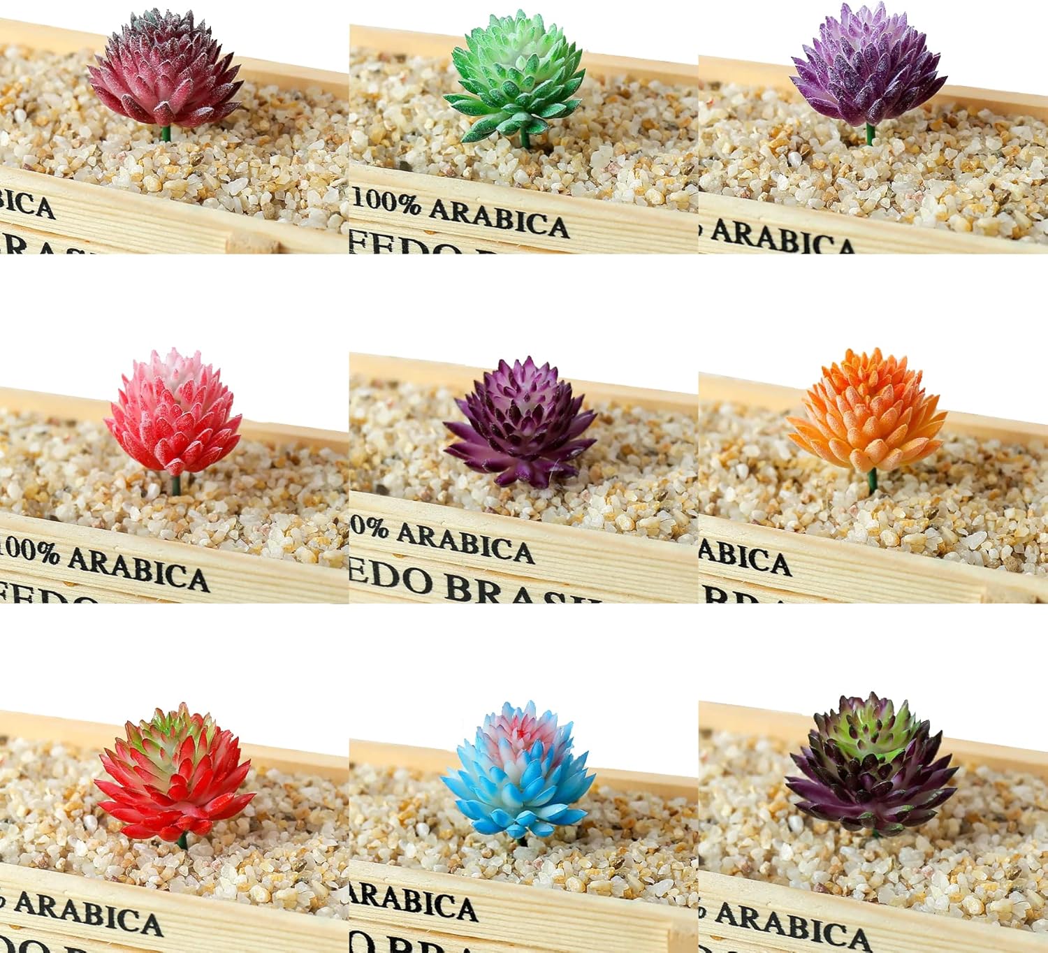 Cayway 10 Pcs Artificial Succulent Plants Mixed Color Picks for Indoor and Outdoor Decor
