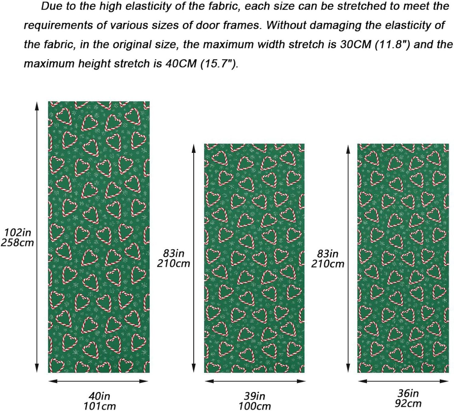 Susiyo Christmas Candies Heart Door Cover Stretch Fabric for Home Party Decorations 32x79 in