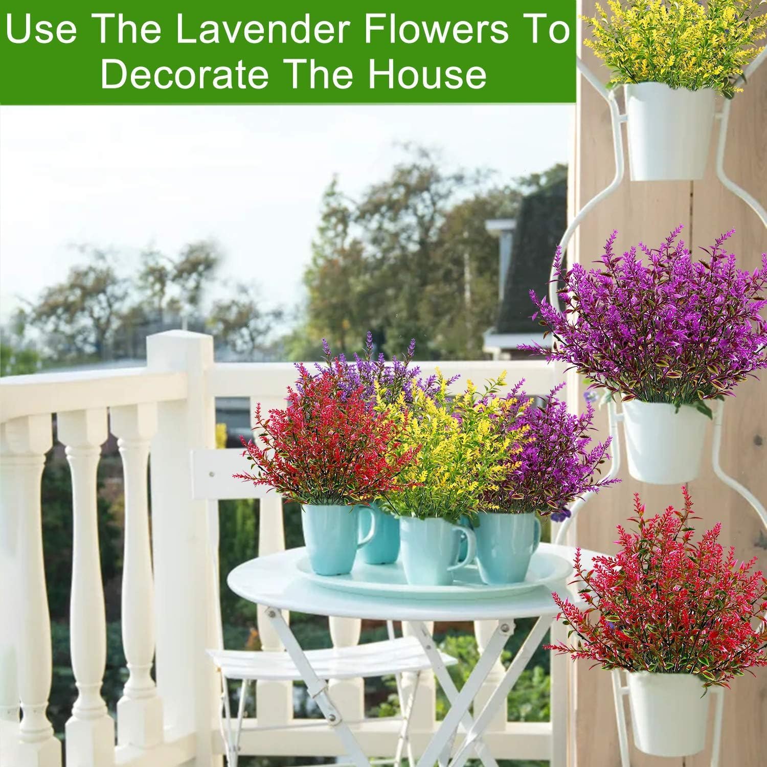 20 Bundles Artificial Lavender Flowers for Outdoor Summer Decor