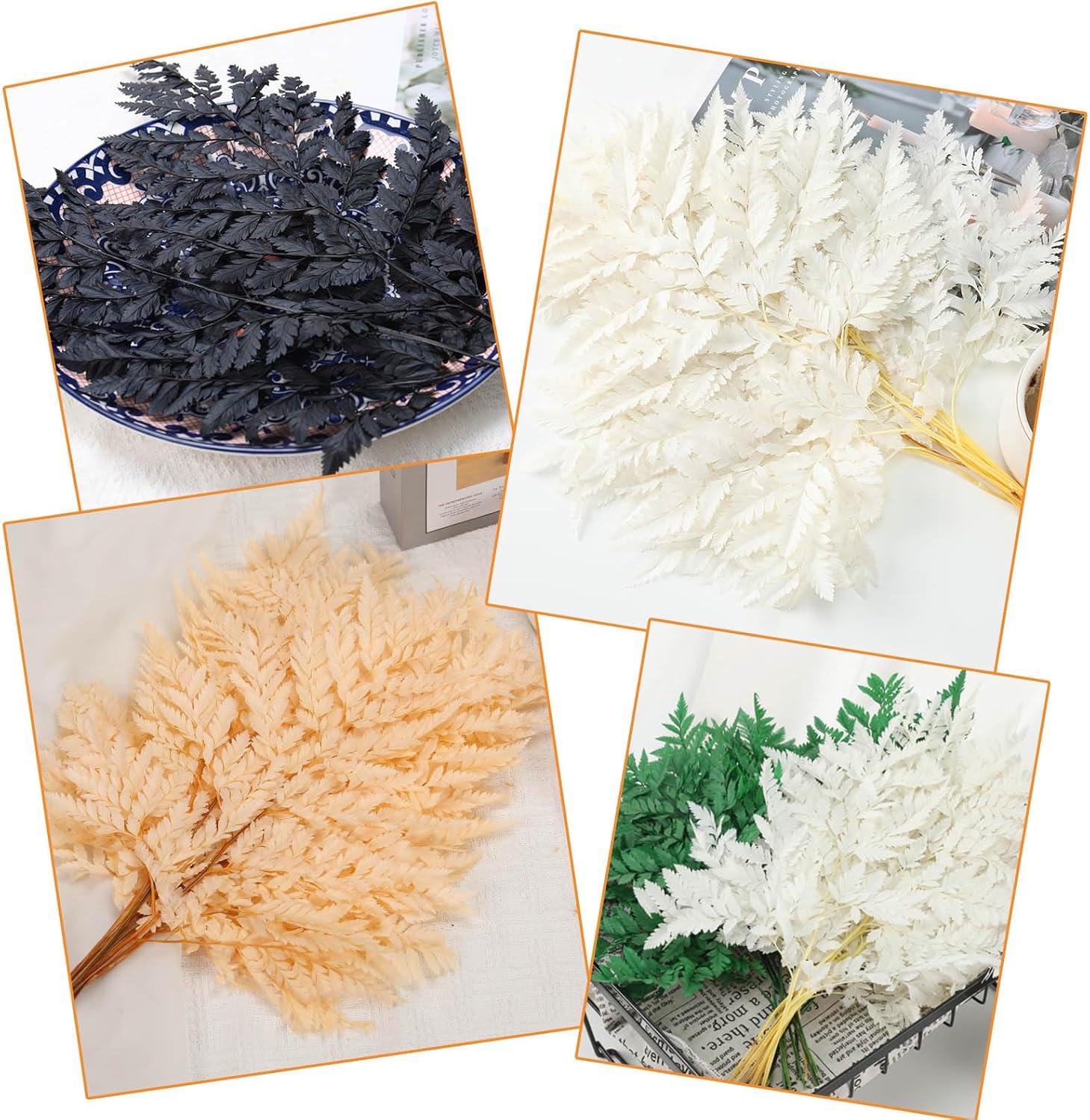 Tavkite Dried Boston Ferns 10 PCS Realistic Leaves for Wedding Decorations