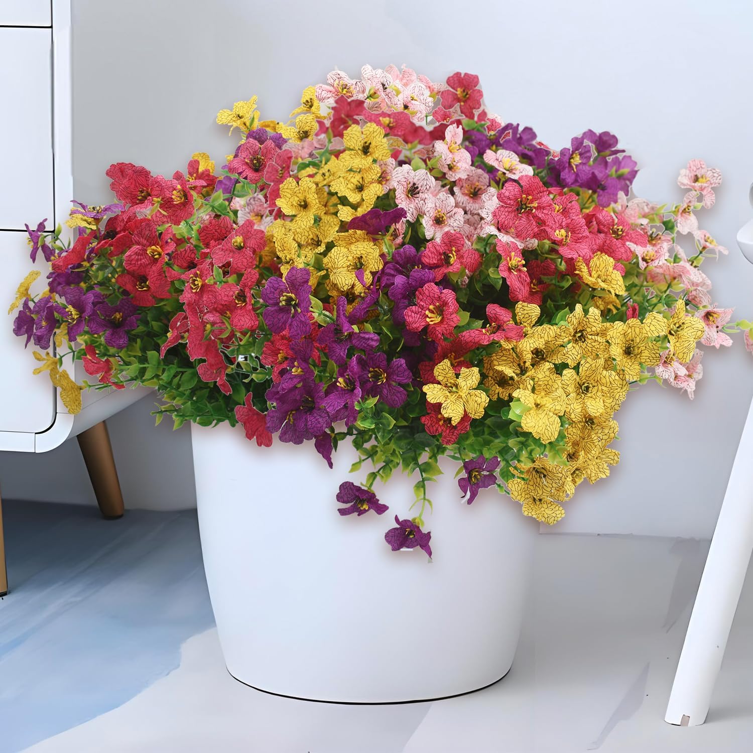 Vopie Artificial Flowers 12 Bundle UV Resistant Fake Silk Plants
