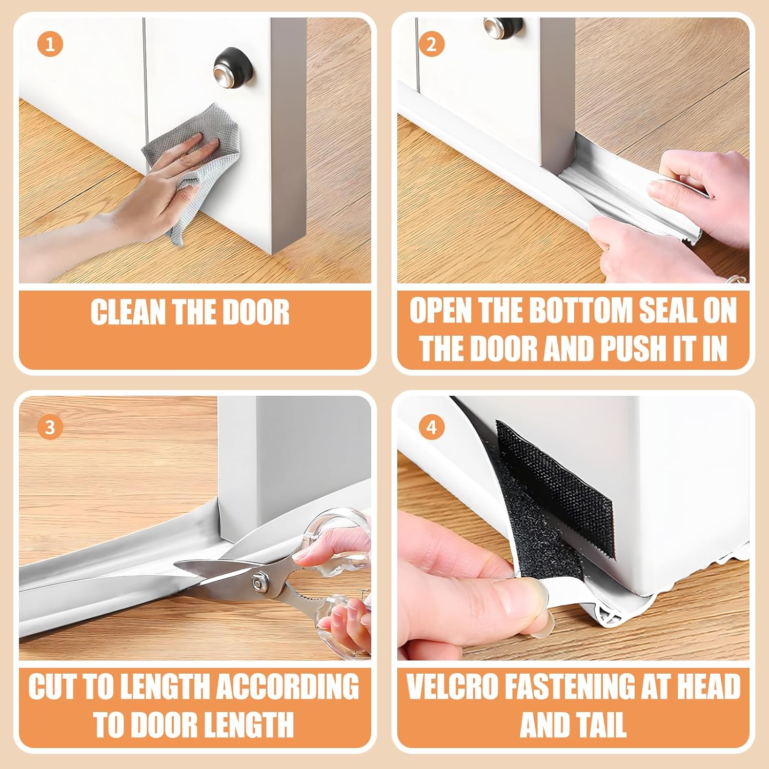 Under Door Draft Stopper Adjustable 39 Inch Cuttable PVC Door Seal