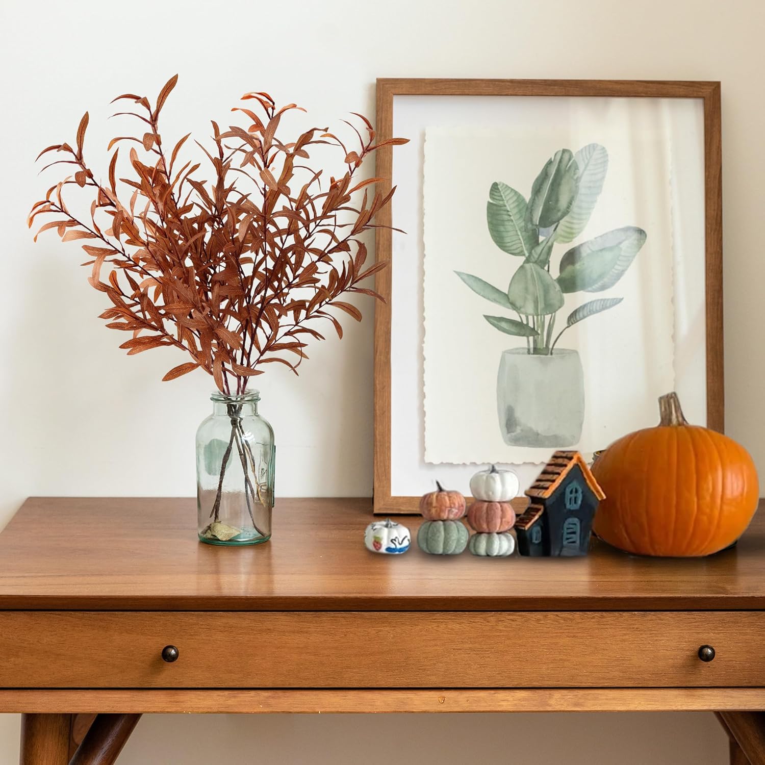 Sggvecsy 33 Inch 4Pcs Fall Artificial Olive Branches for Home Office Decor