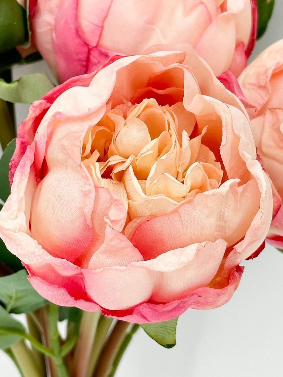 Unique 10 Stems Cream Artificial Wedding Flowers Dried Pink Peonies for Home Decoration Gifts Decor