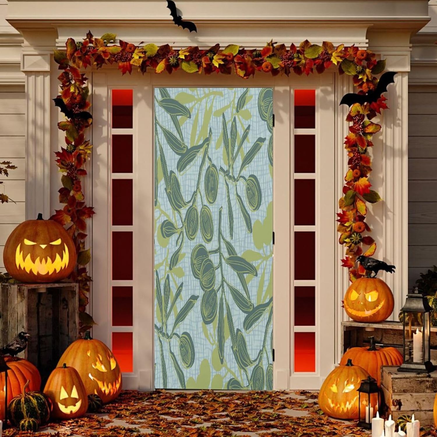 Susiyo Olive Branches Door Cover Halloween Decoration 32x79 in