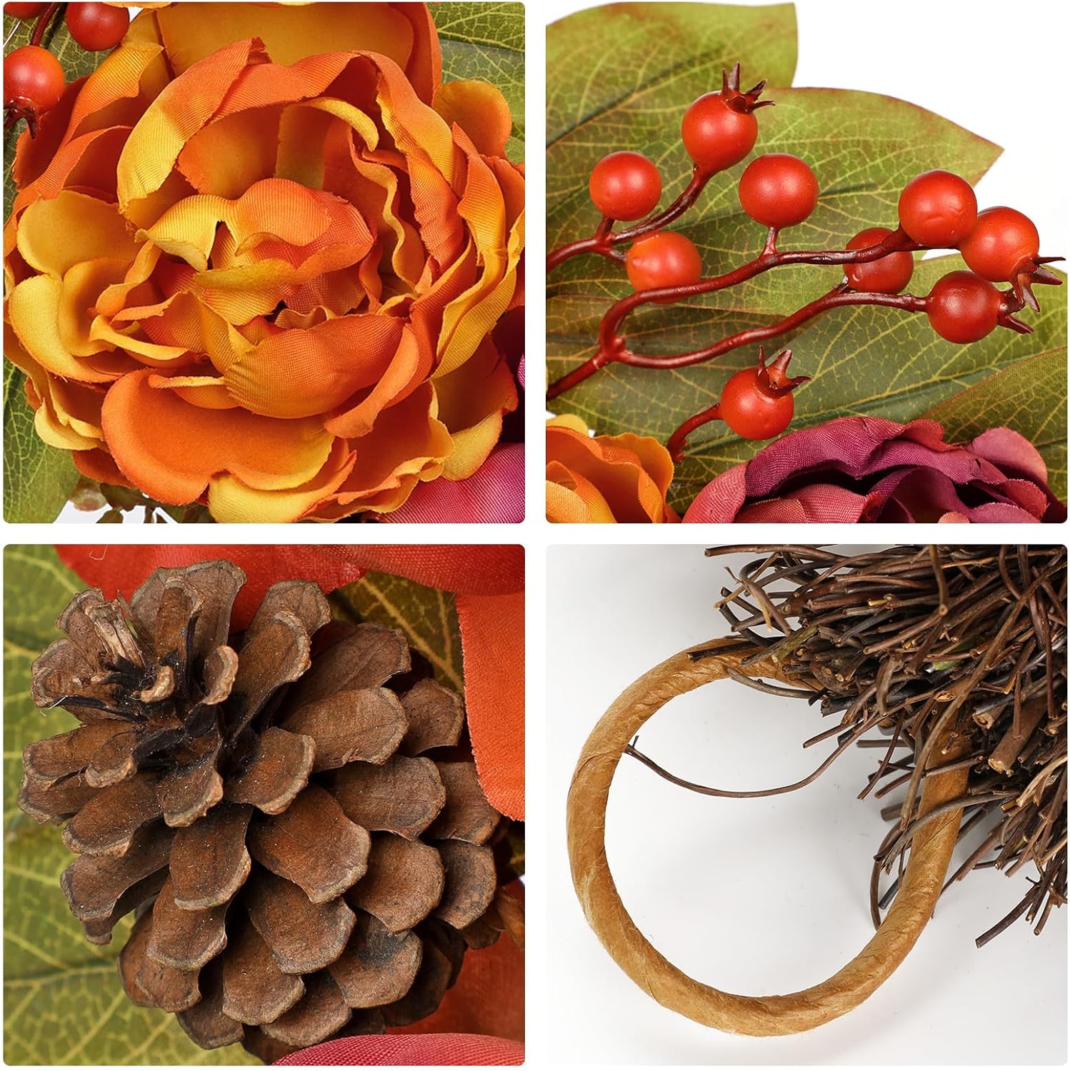 Fall Teardrop Swag with Peonies 236 Inch Artificial Hanging Decor
