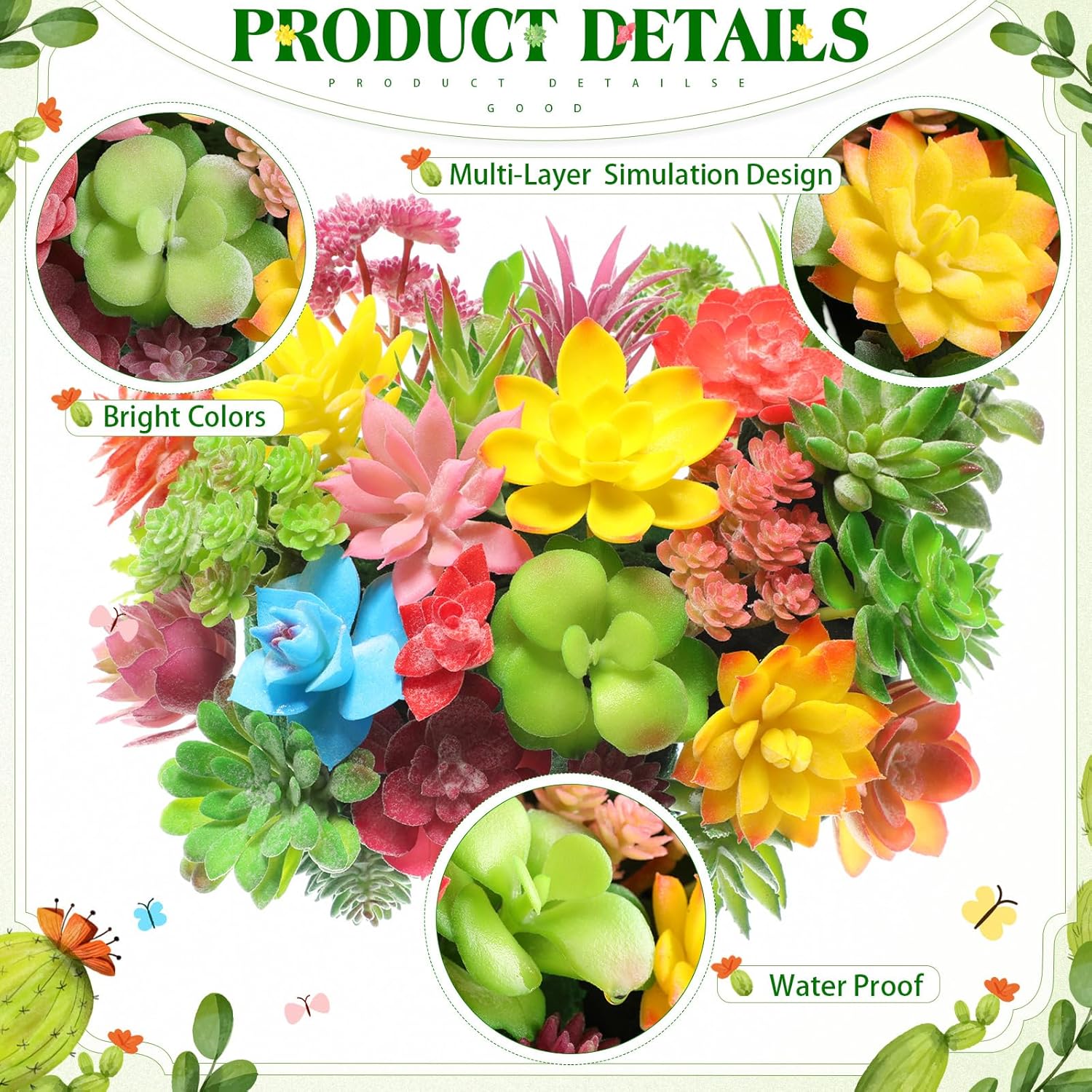 Jutom 32 Pieces Mini Artificial Succulents