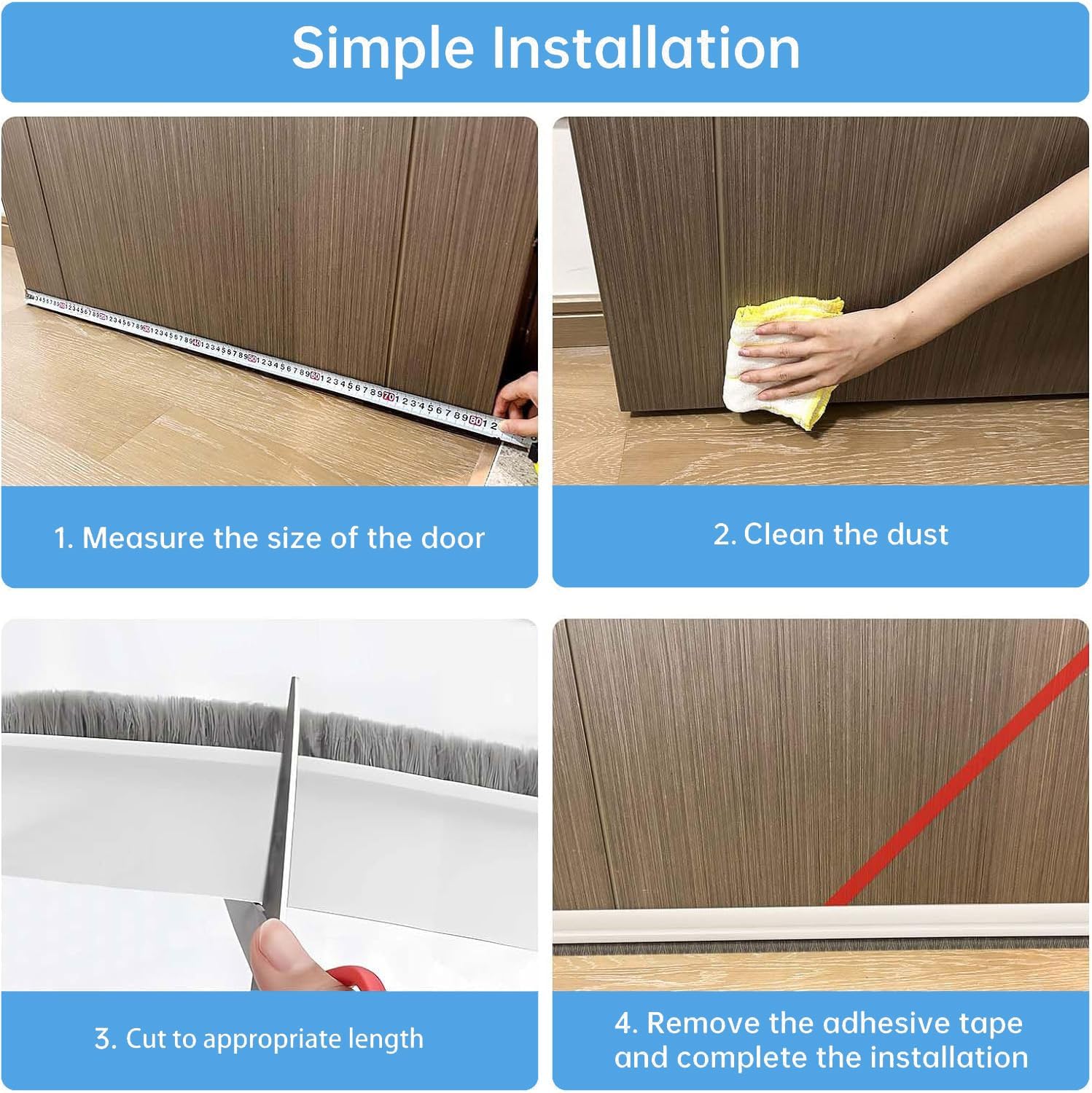 1 PCS Door Draft Stopper with Brush - 2 W x 39 L White