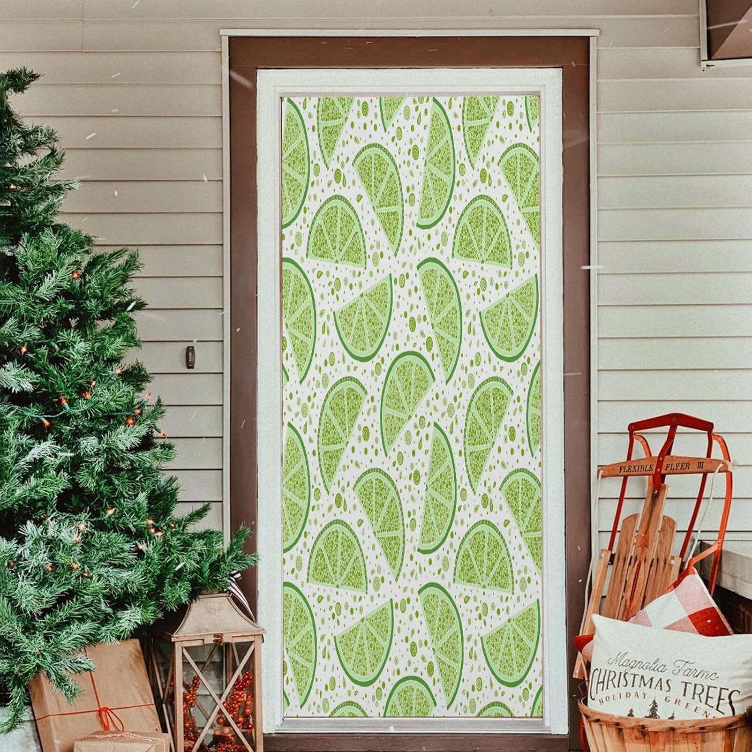Susiyo Green Limes Halloween Door Cover Stretch Fabric Decor