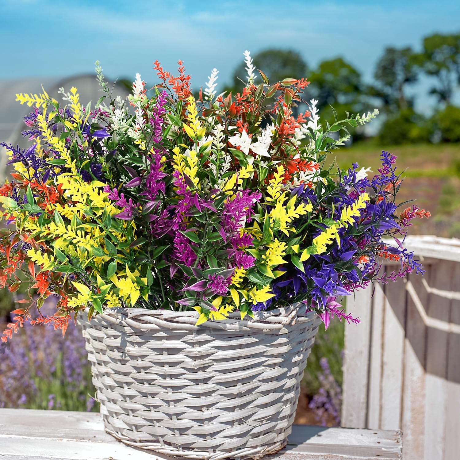 20 Bundles UV Resistant Artificial Lavender for Outdoor Decor