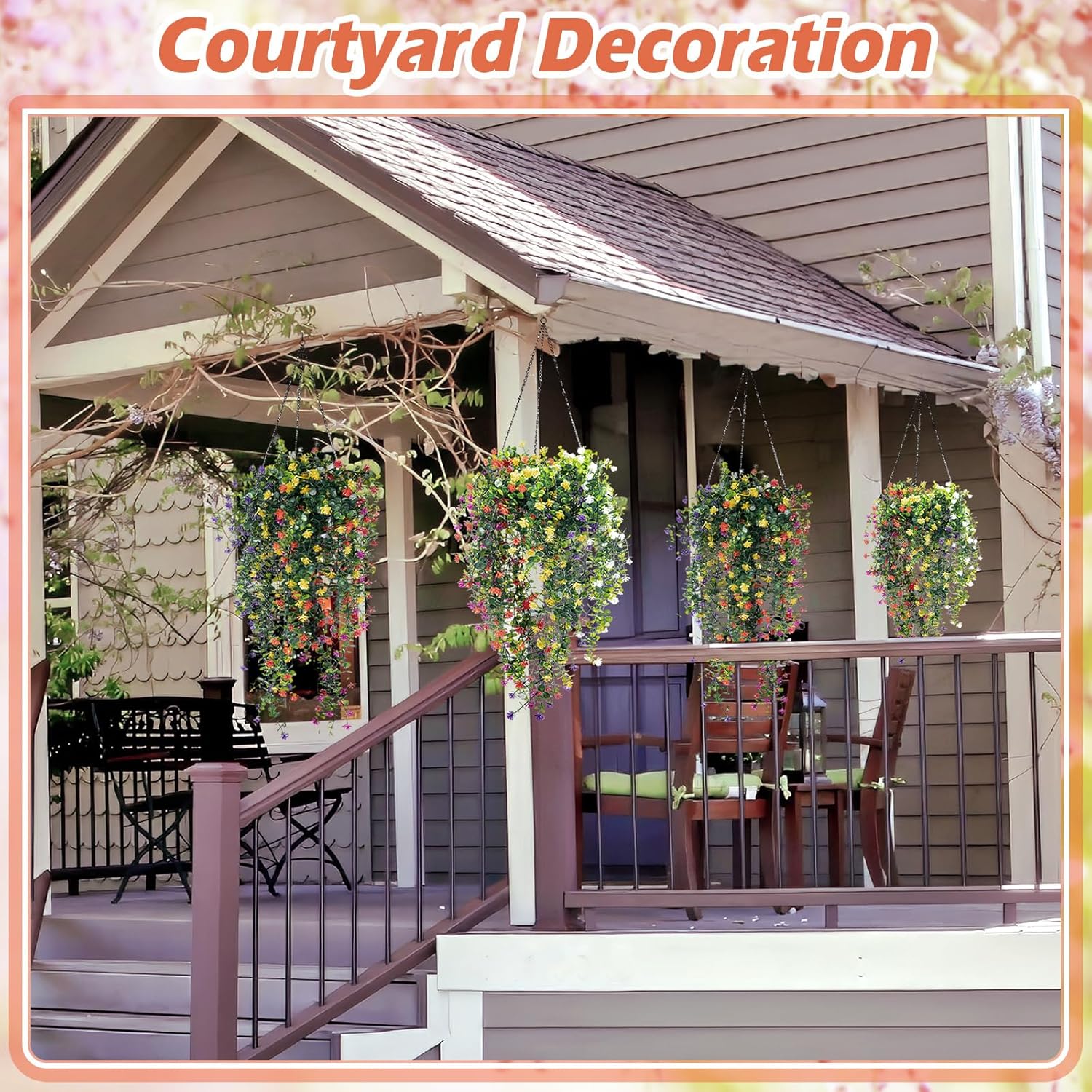 Hotop 6 Pcs Artificial Hanging Plants with Flowers