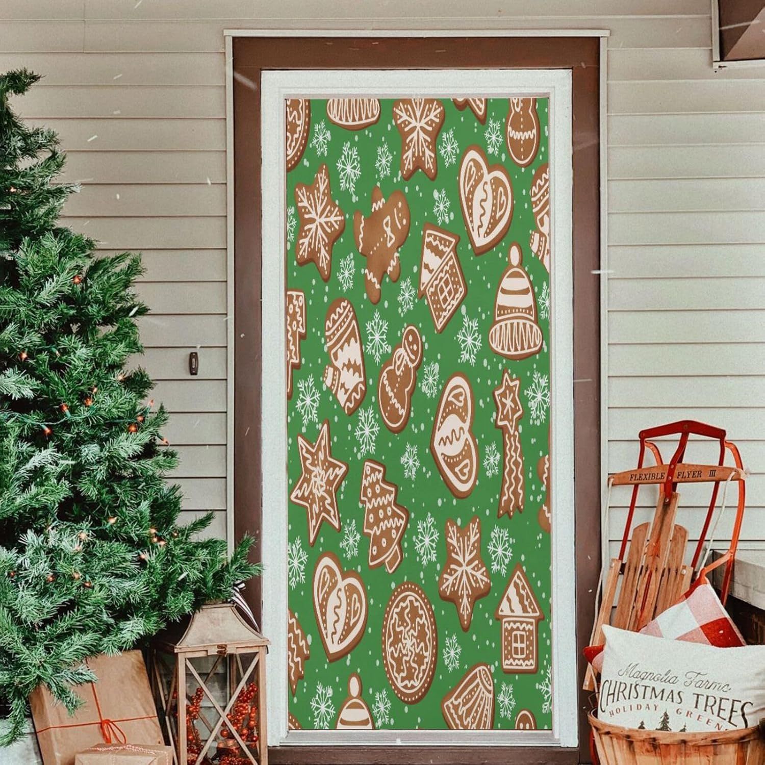 Susiyo Green Gingerbread Door Cover Decoration 32x79 In