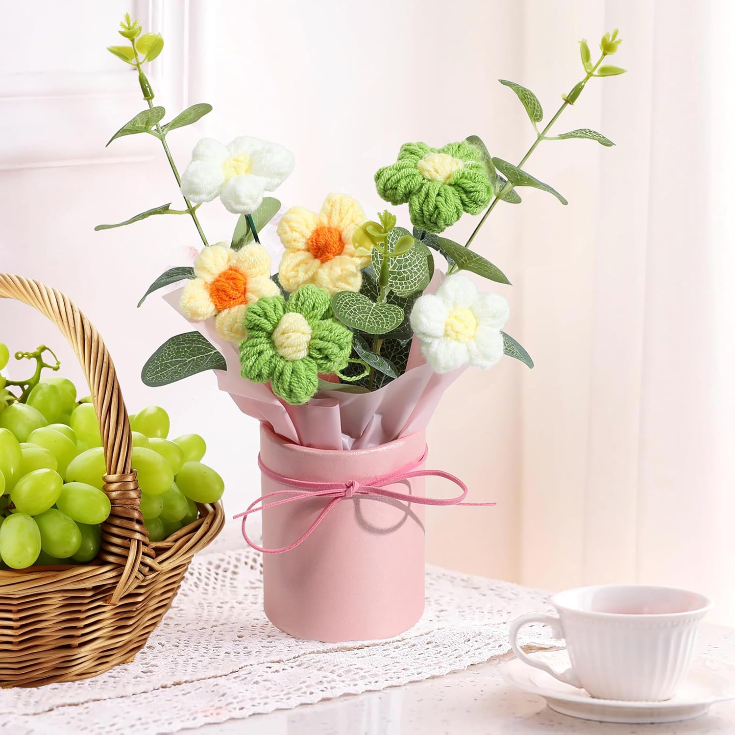 Vynora Crochet Daisy Flowers Bouquet Yellow