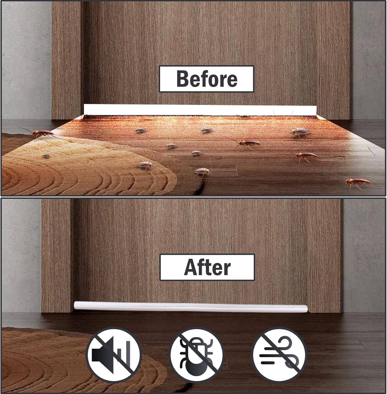 Black Door Draft Blocker 36 Inch Insulation Seal