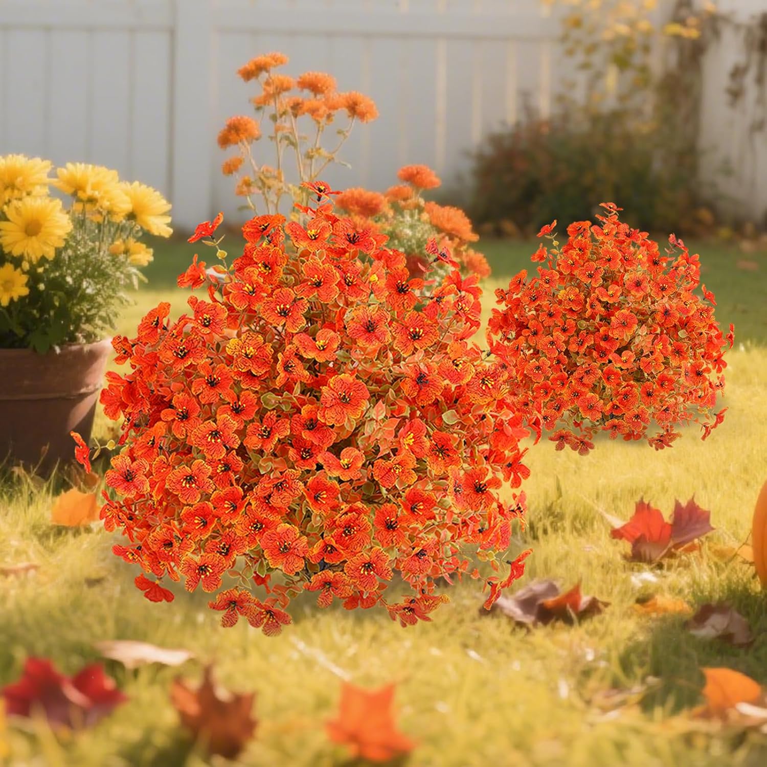 Set of 2 Artificial Fall Topiary Balls for Outdoor Decor