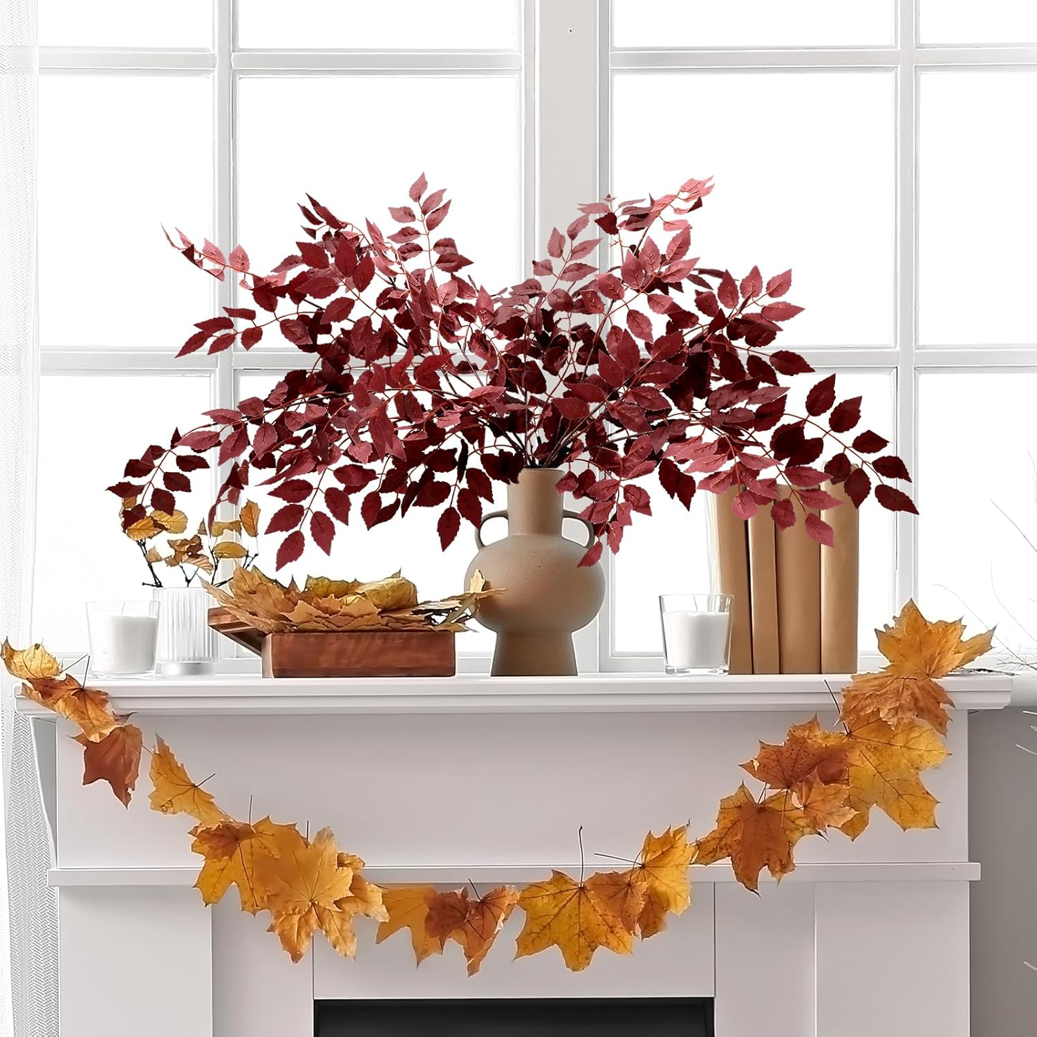 4 Pack Artificial Cimicifuga Leaves for Autumn Decor