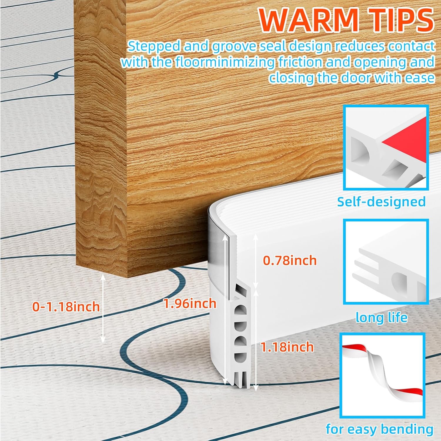 Cyzarize Door Draft Stopper 78 Inch White