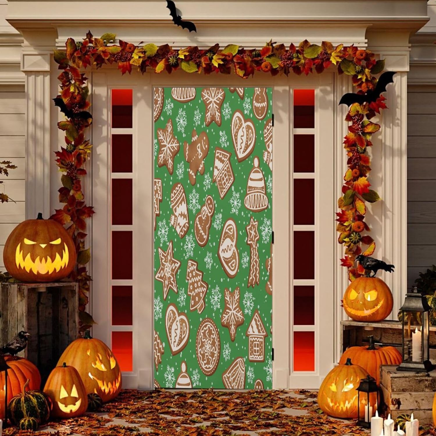 Susiyo Green Gingerbread Door Cover Decoration 32x79 In