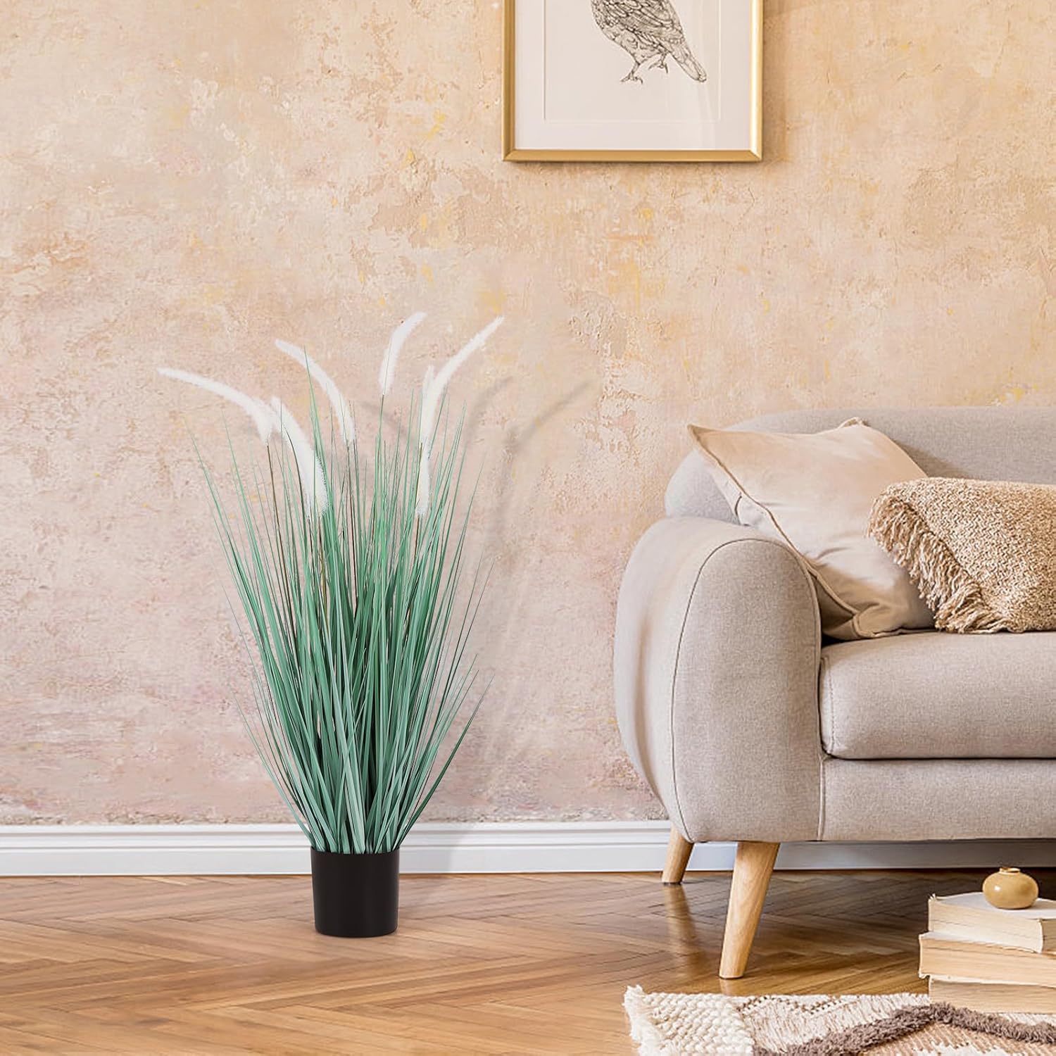 Romantic Season 3FT Artificial Onion Grass Plants with White Pampas Grass