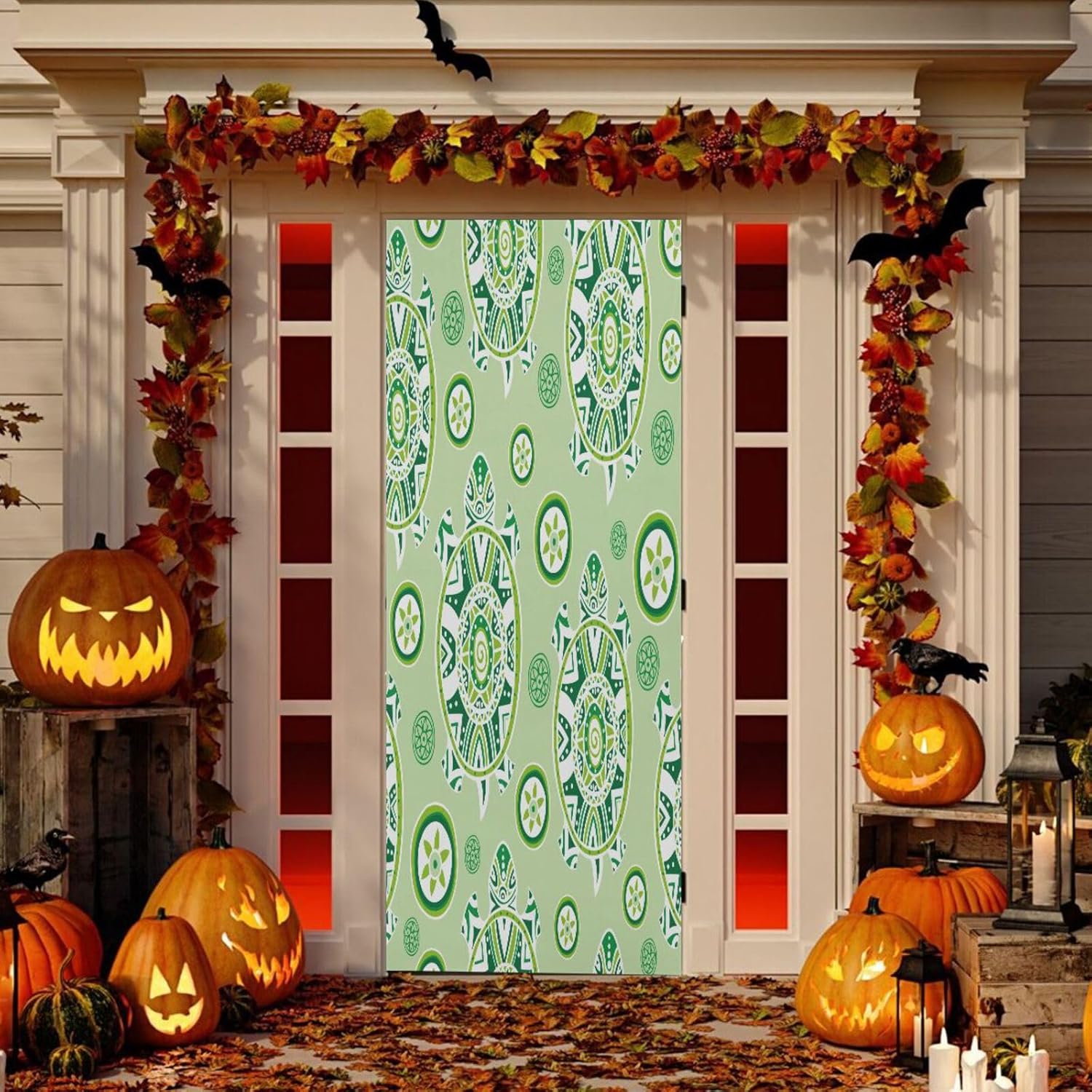 Susiyo Turtles and Flowers Halloween Door Cover