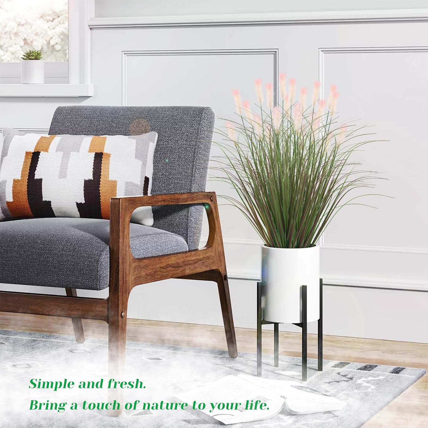 Artificial Grass Plants 12 Bunches Purple Pink Plush Wheat Grass for Indoor Outdoor Decor