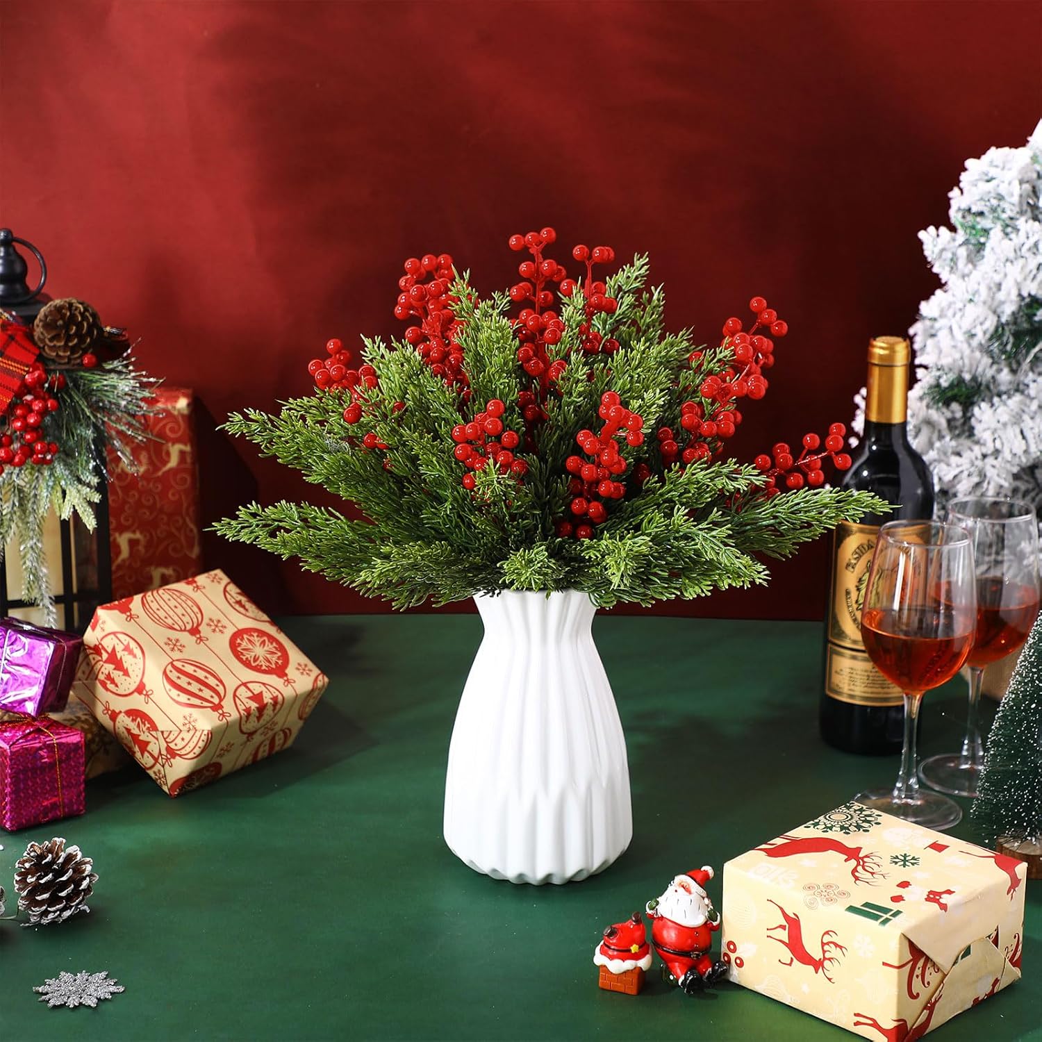 Ceenna 60 Pcs Artificial Christmas Flowers Set