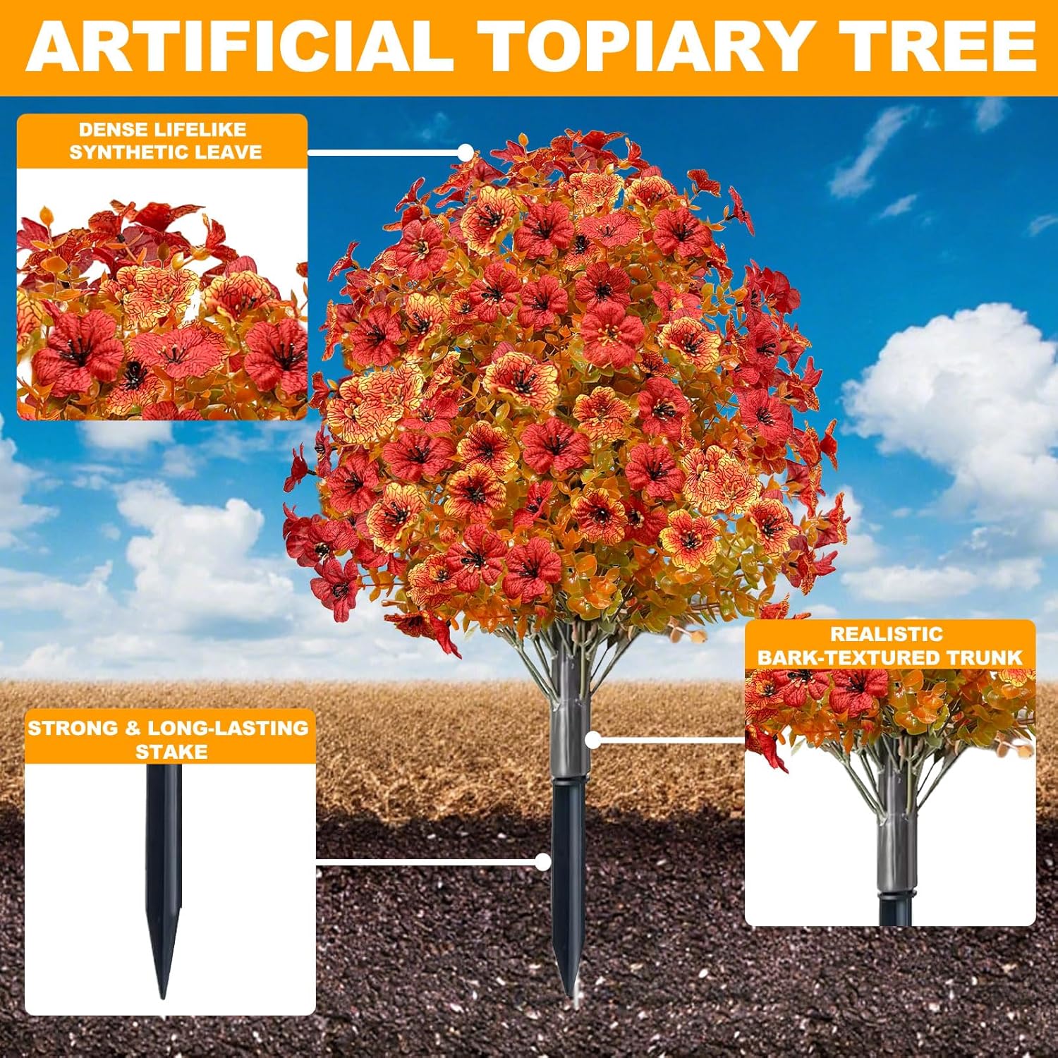2 Pack Artificial Boxwood Topiary with Fall Mums Flowers