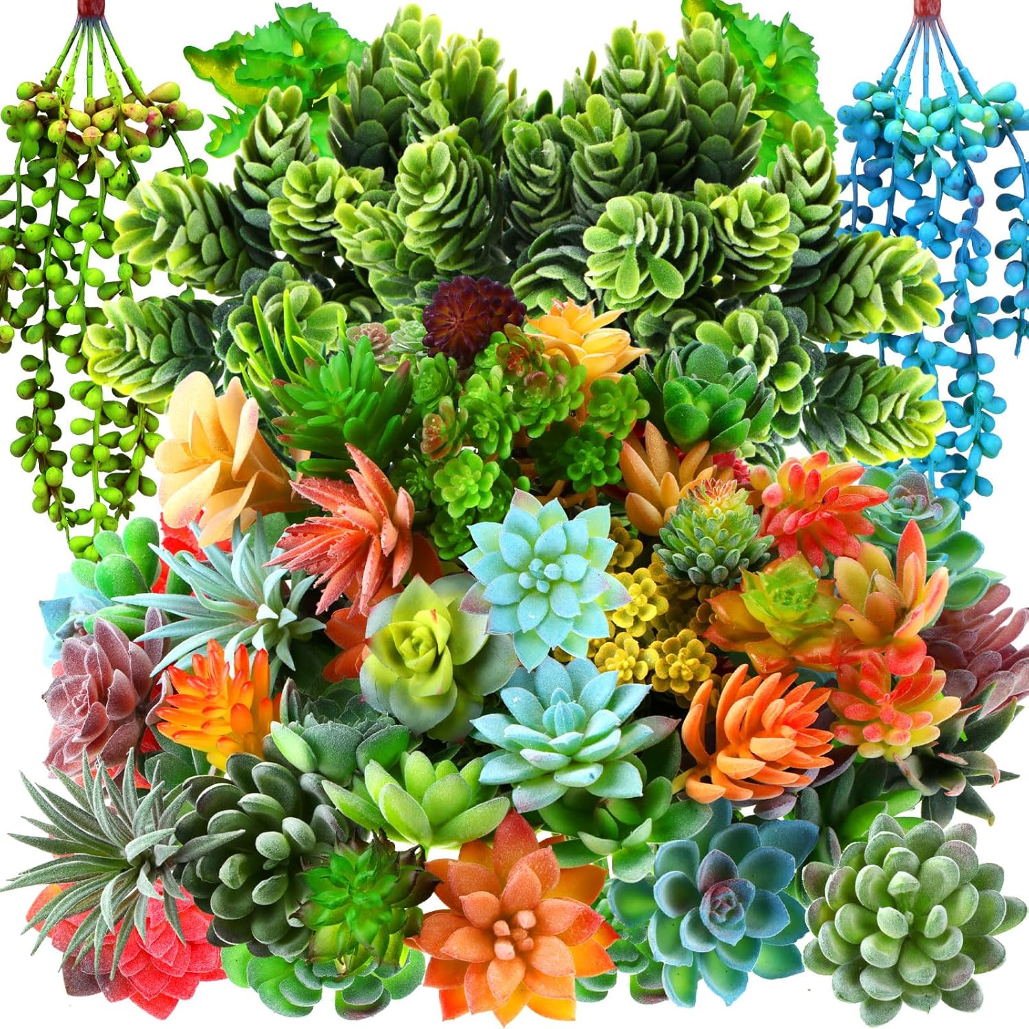 Tigeen 80 Pcs Artificial Plastic Succulents