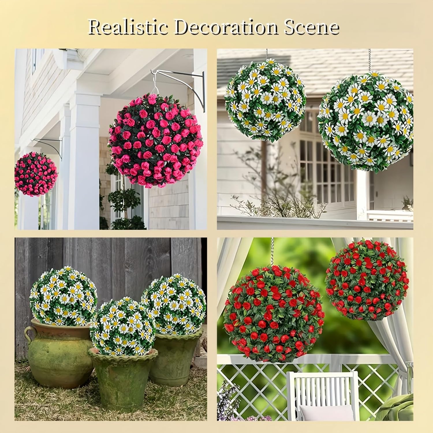 ROKIE Artificial Topiary Ball - Large Boxwood Greenery Sphere for Outdoor Use