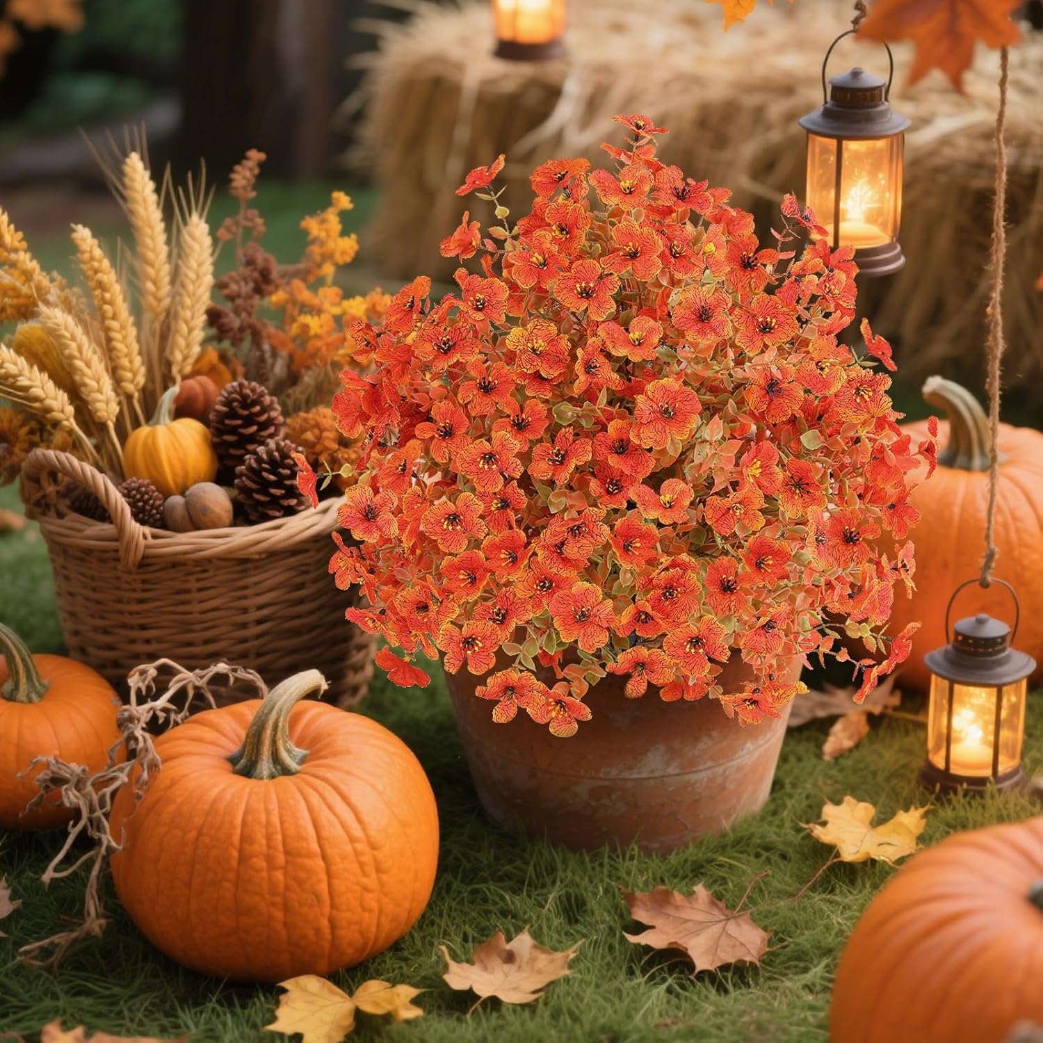 Set of 2 Artificial Fall Topiary Balls for Outdoor Decor