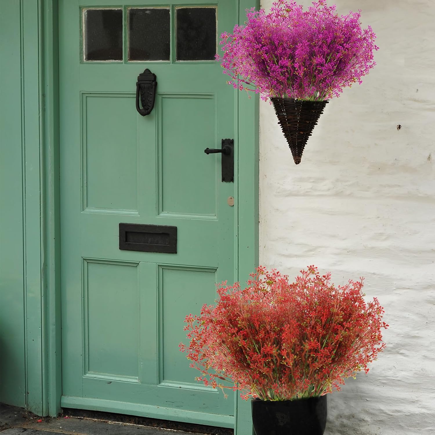 XEOLIAN Artificial Plants 12 Bundles UV Resistant Faux Greenery for Indoor Outdoor Decor