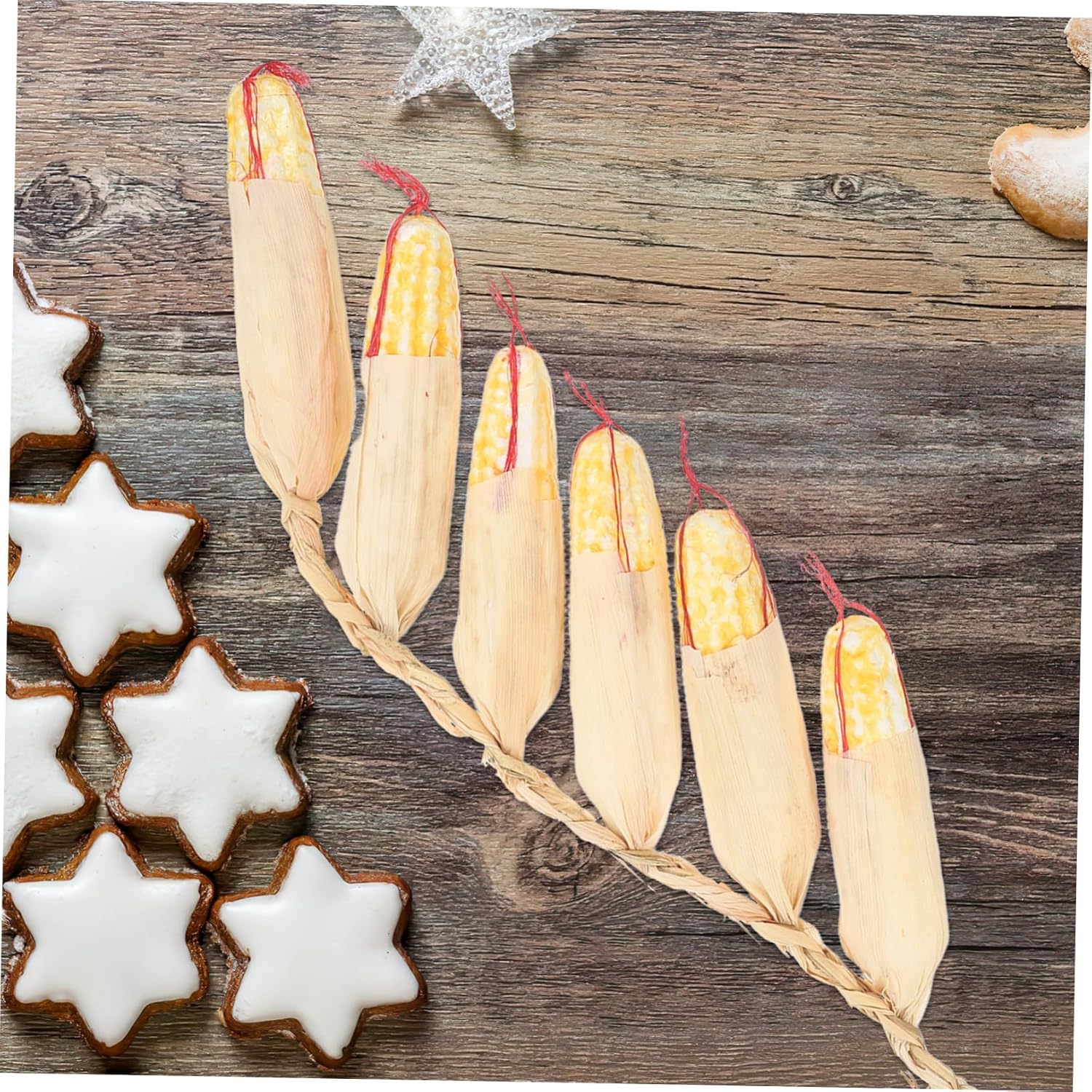 2Pcs Realistic Hanging Fake Corn Skewers Decor for Home Kitchen Garden Wall Ornament