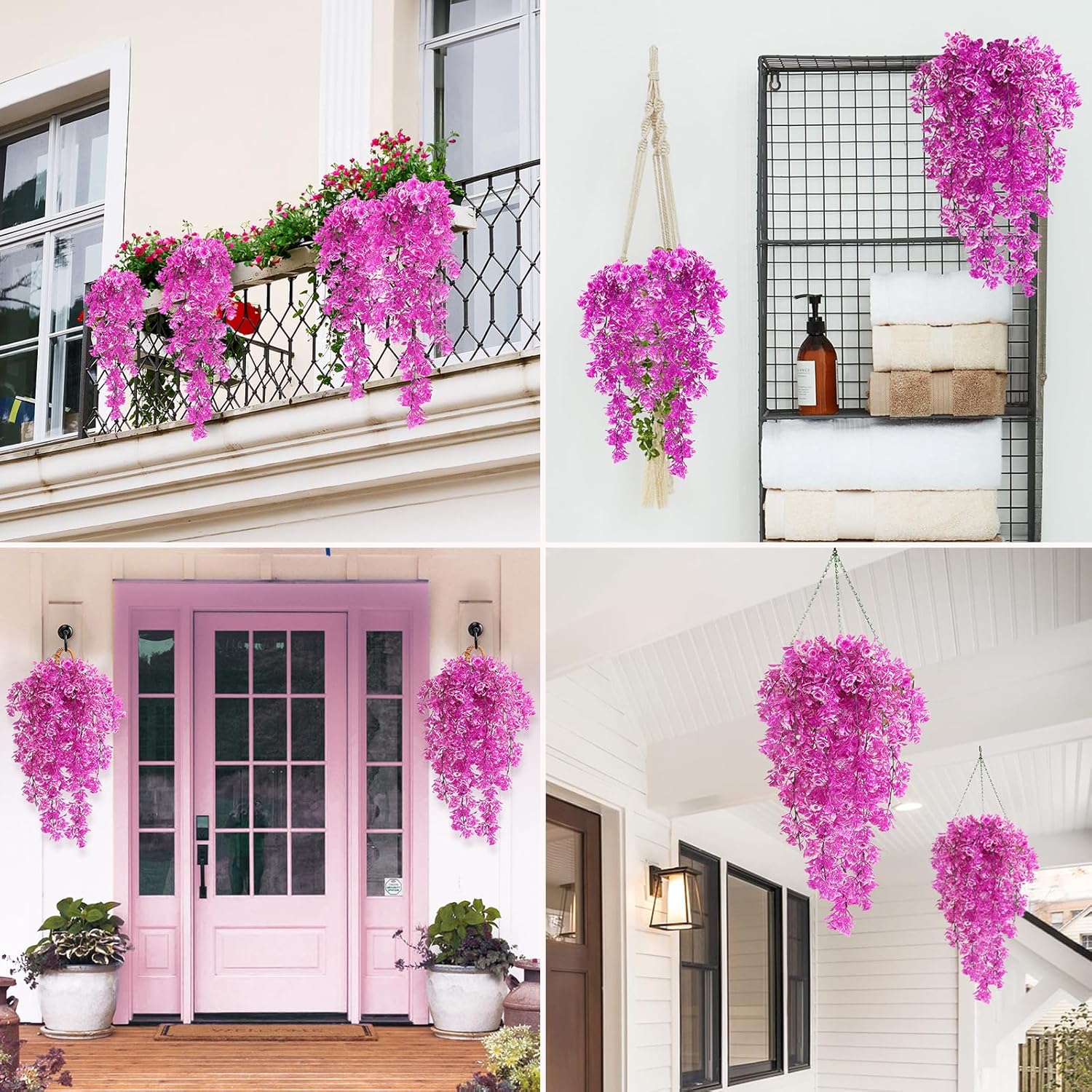 3Pcs Artificial Hanging Rose Plants 295 in UV Resistant for Home Indoor Outdoor Decor Wedding Party