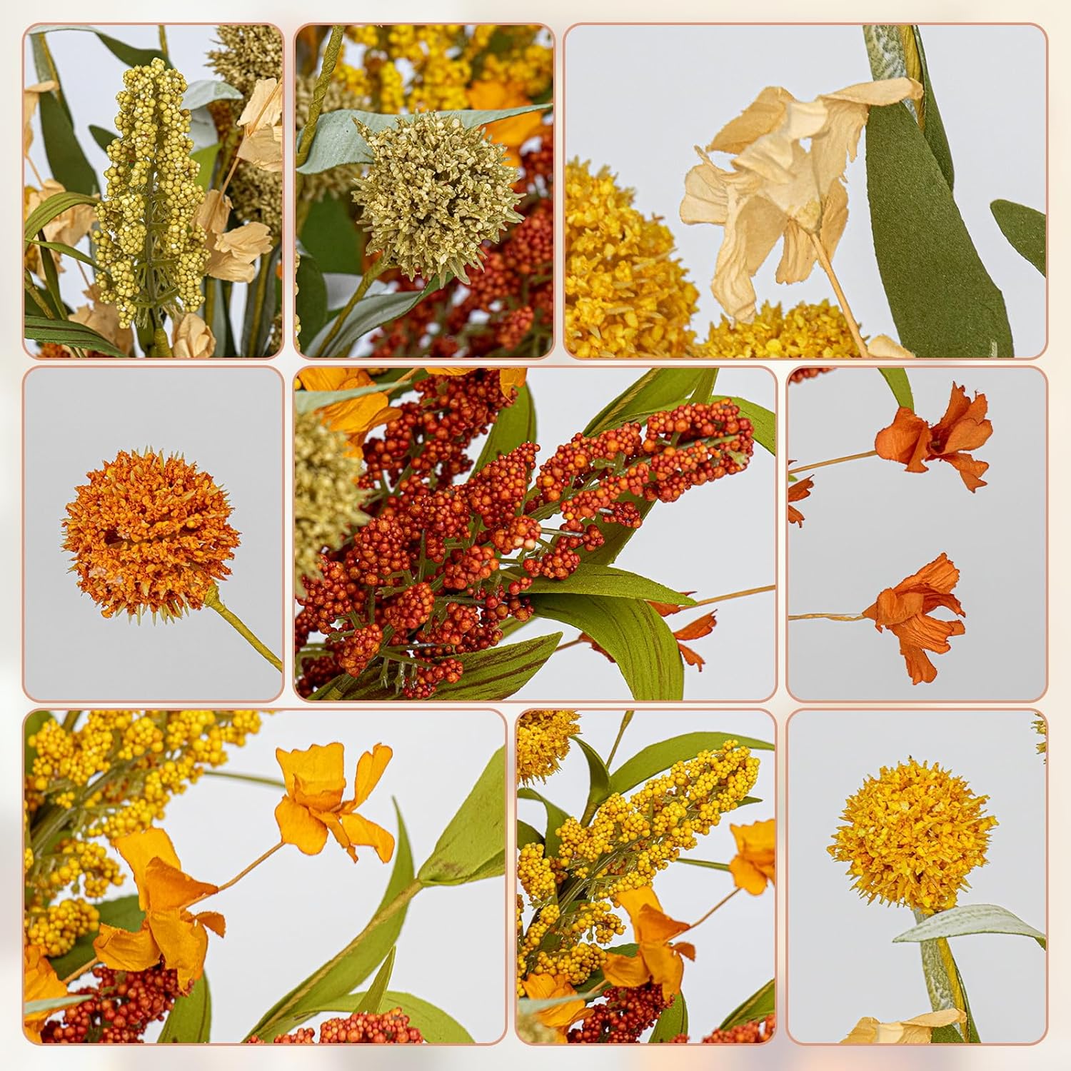 17 Inches Boho Autumn Flowers 9PCS Rustic Floral Picks