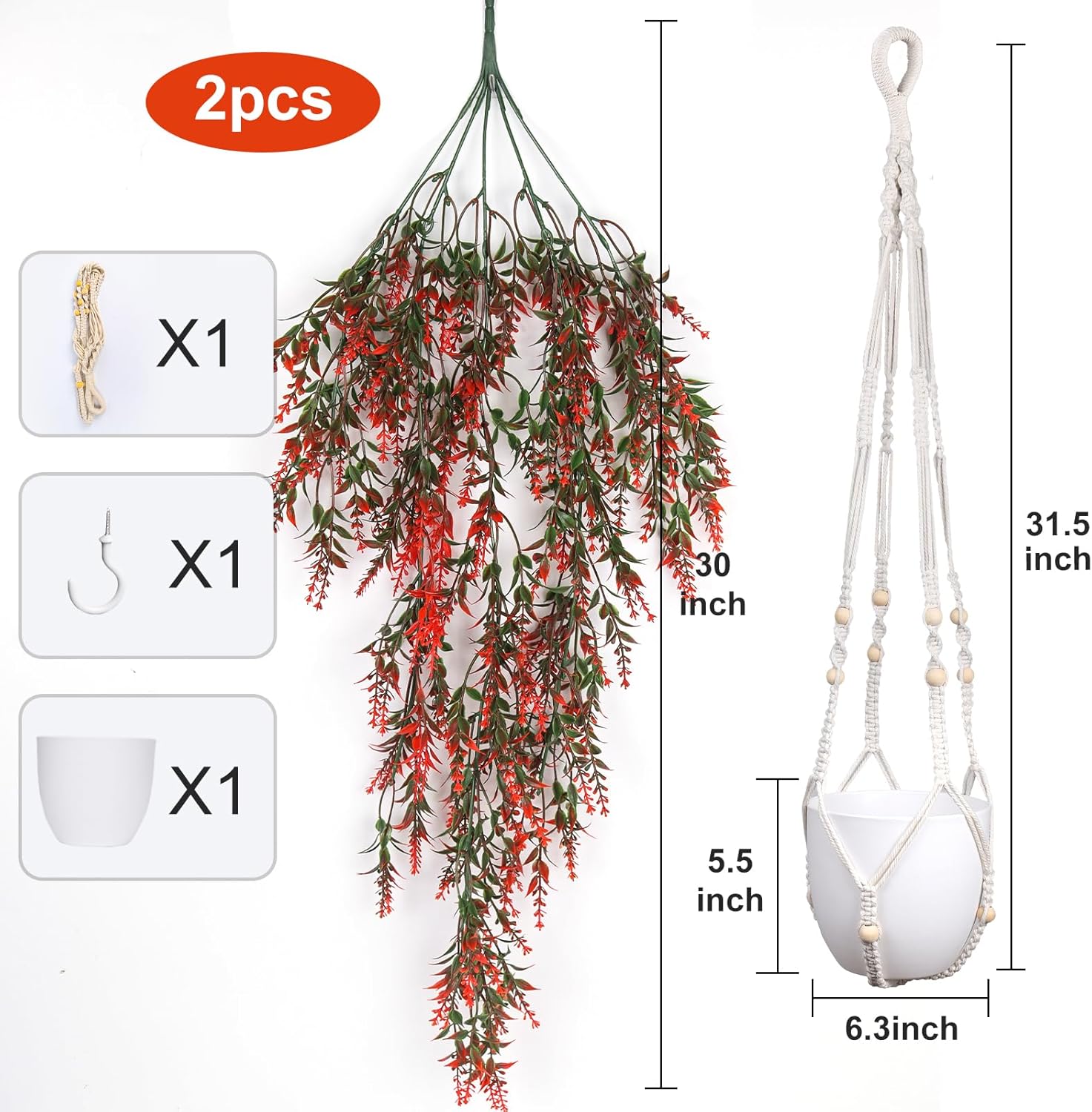 RECUTMS Artificial Lavender Hanging Plant with Pot