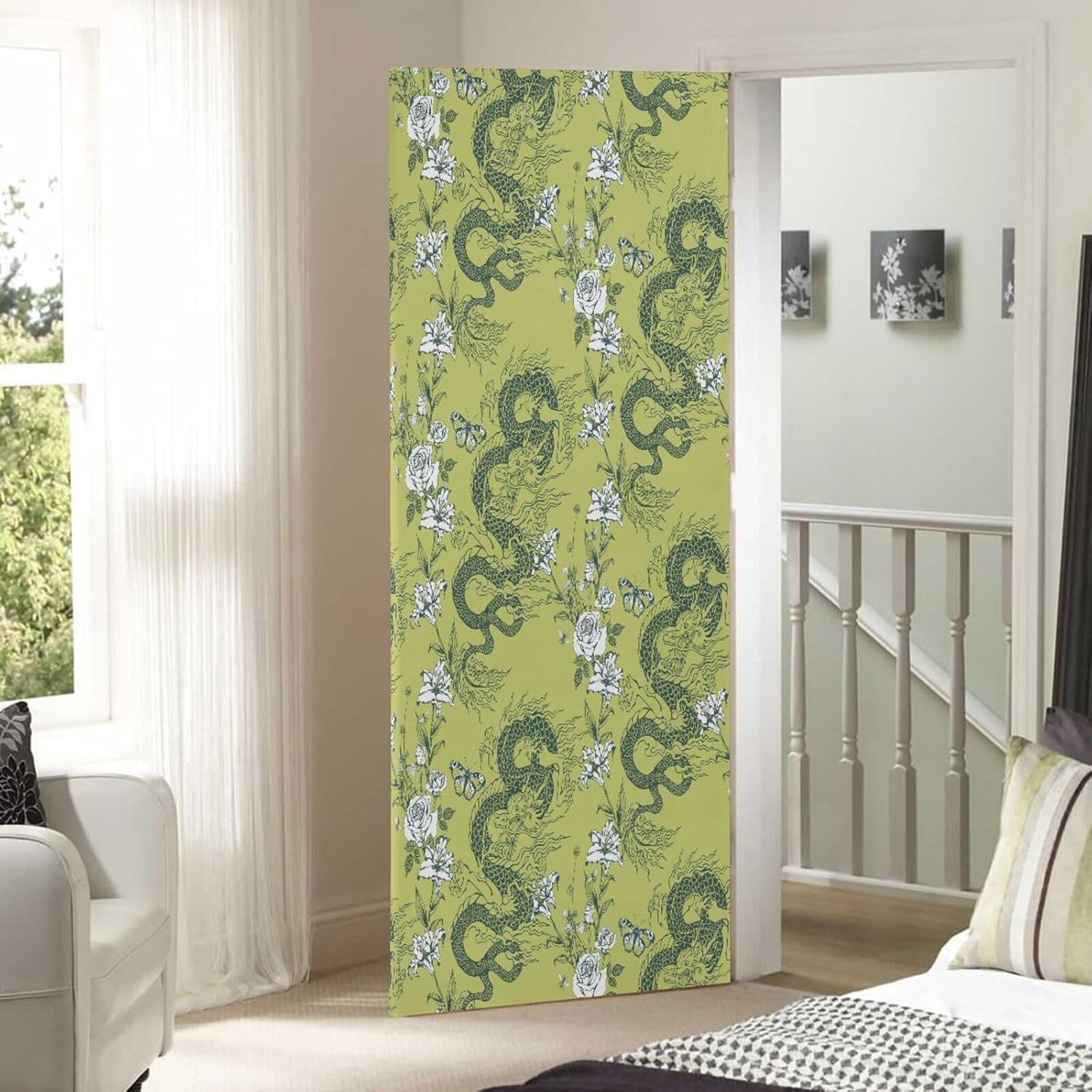 Susiyo Asian Dragon Green Christmas Door Cover Decoration 32x79in