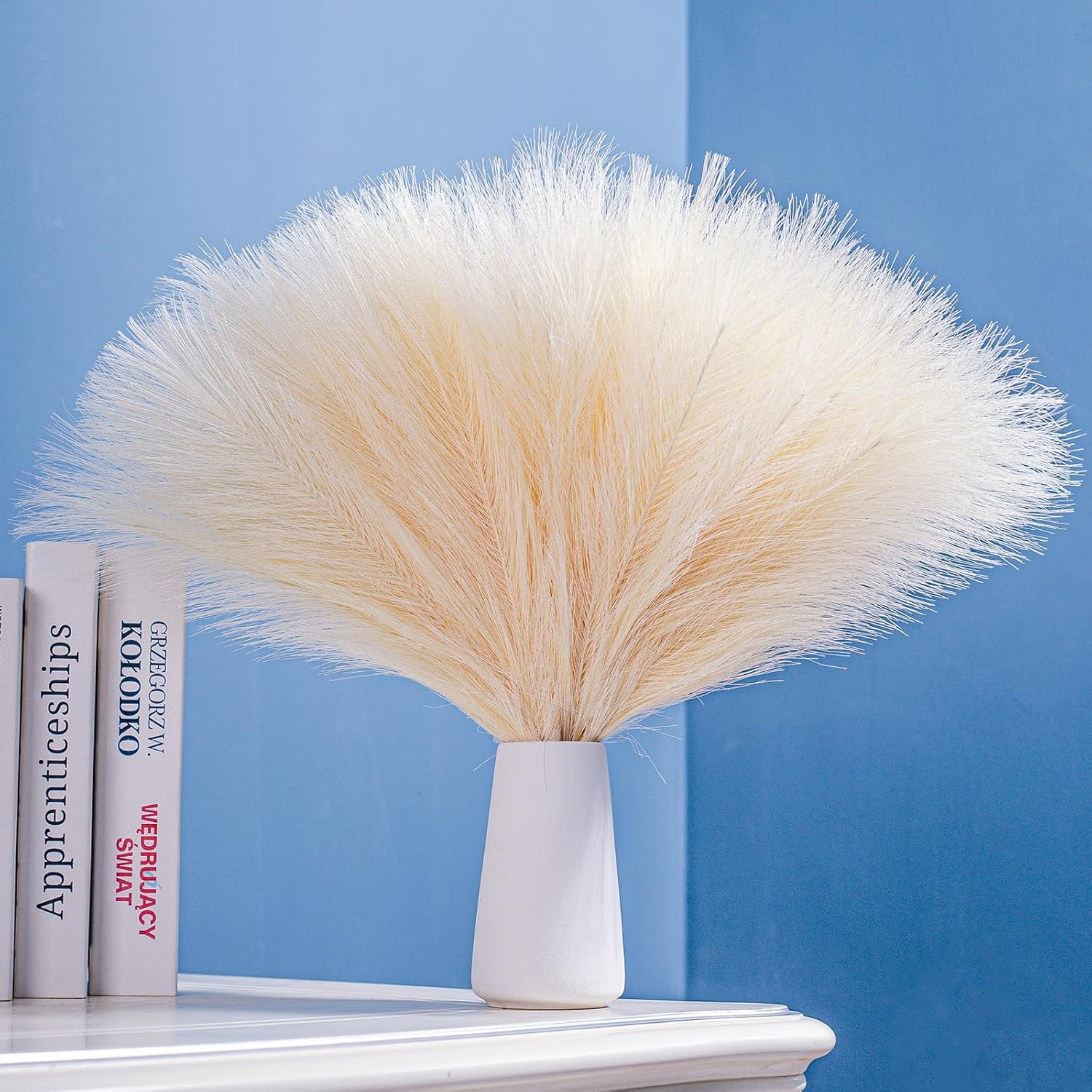 10 Stems Faux Pampas Grass - 177 Inch Artificial Decor for Boho Home